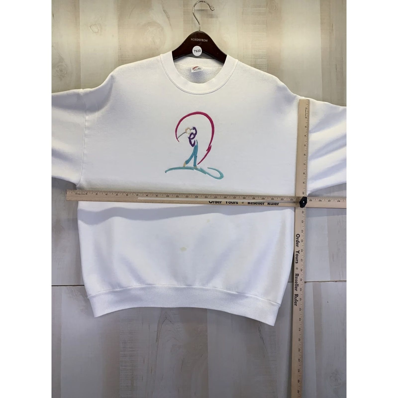 Jerzees VINTAGE Jerzees Womens Embroidered Golf Sweatshirt XL-7920 White 1990s USA Cotton Blend Shirt Womens XL-7920 Size XL / US 12-14 / IT 48-50 - 5 Thumbnail