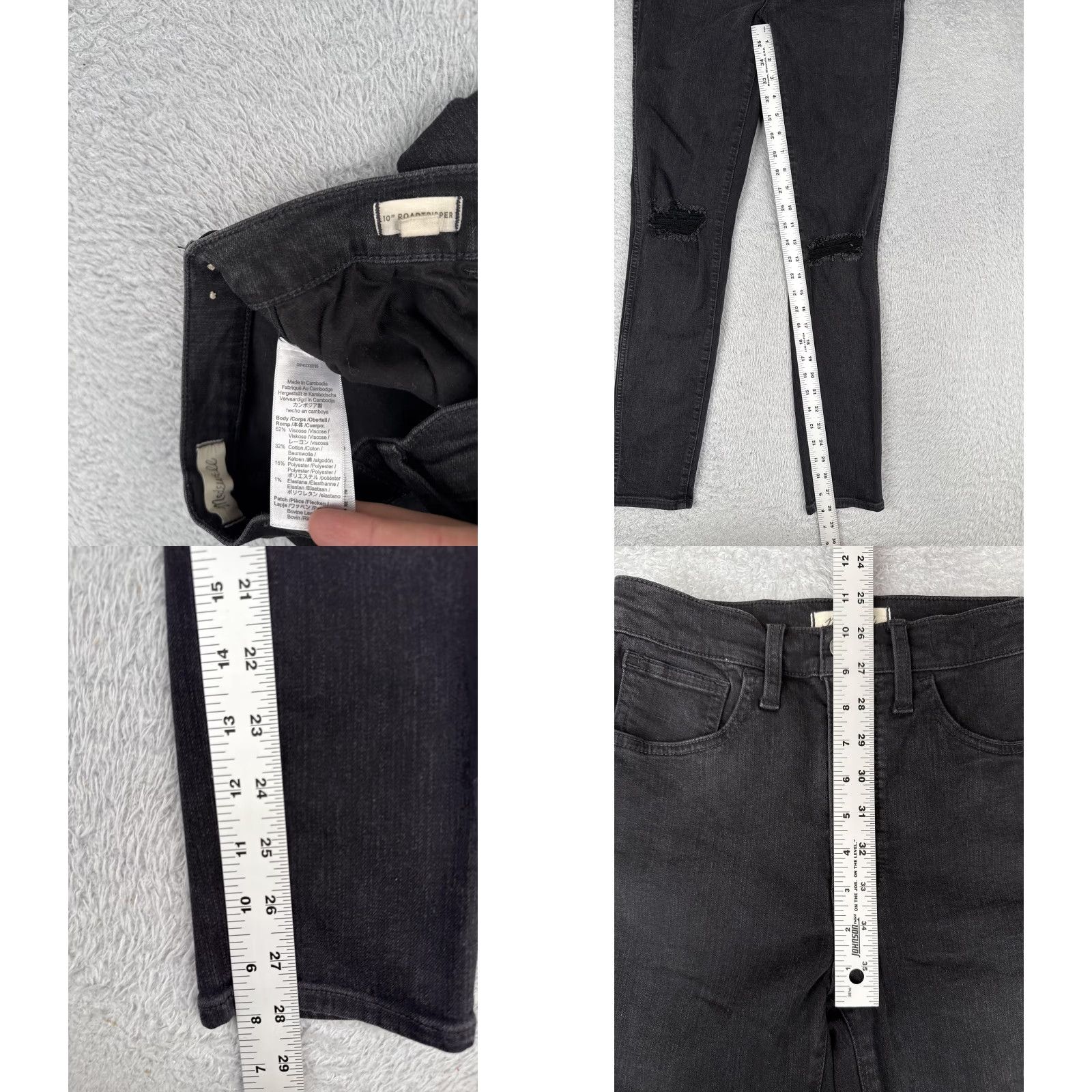 Madewell Madewell Jeans Womens 27 Black 10" Roadtripper High Rise Skinny Distressed Knee Jeans Size 27" / US 4 / IT 40 - 8 Thumbnail