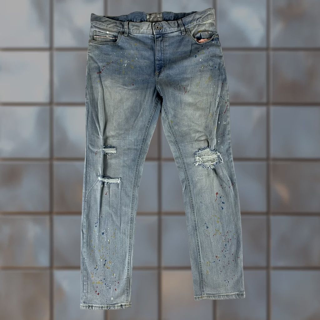 Levi's Levi's Jeans Paint Splater Sun + Stone Mens 34x30 Blue Denim Straight Regular Mid Blue 37x30 ACTUAL 34 Waist 30 Inseam Mens Size US 34 / EU 50 - 1 Thumbnail