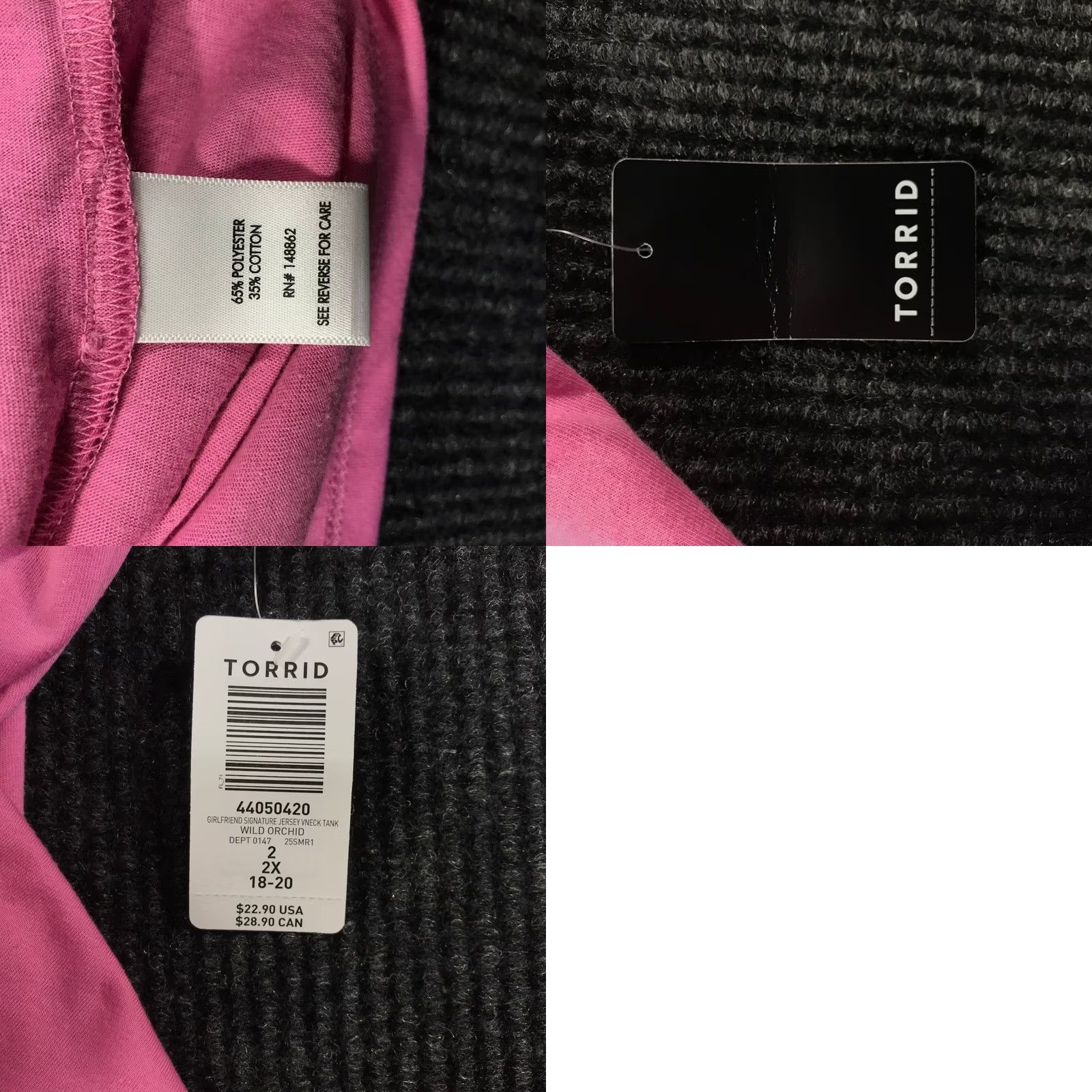 Torrid Torrid Classic Fit Tank Top Women 2 Plus Size Pink V-Neck Sleeveless Ribbed Trim Shirt Adults 20W Womens Size 3XL / US 20-22 - 8 Thumbnail