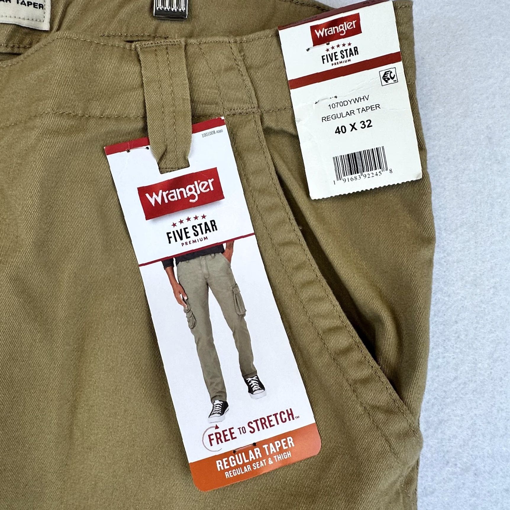 Wrangler Wrangler Five Star Pants Mens 40x32 Cargo Regular Taper Khaki Pockets Stretch Cotton Spandex Canvas Flat Front Army Workwear 40 Mens Size US 40 / EU 56 - 3 Thumbnail