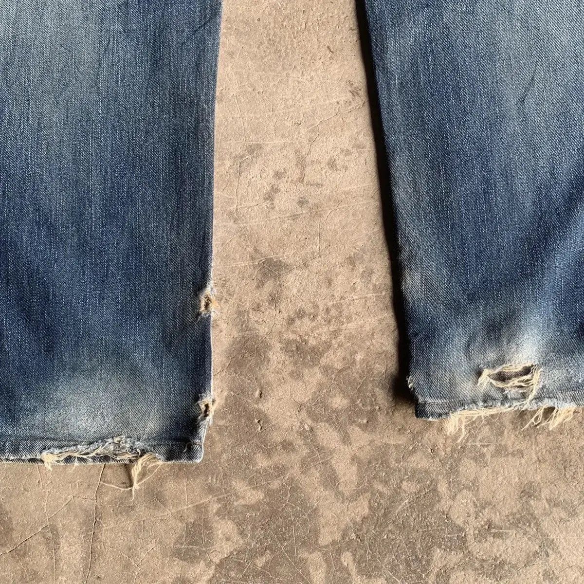 Self Edge × Sugar Cane 💥DISTRESSED! Edwin 505 Red Line Jeans Sun Faded Blue Pants Size US 32 / EU 48 - 15 Thumbnail