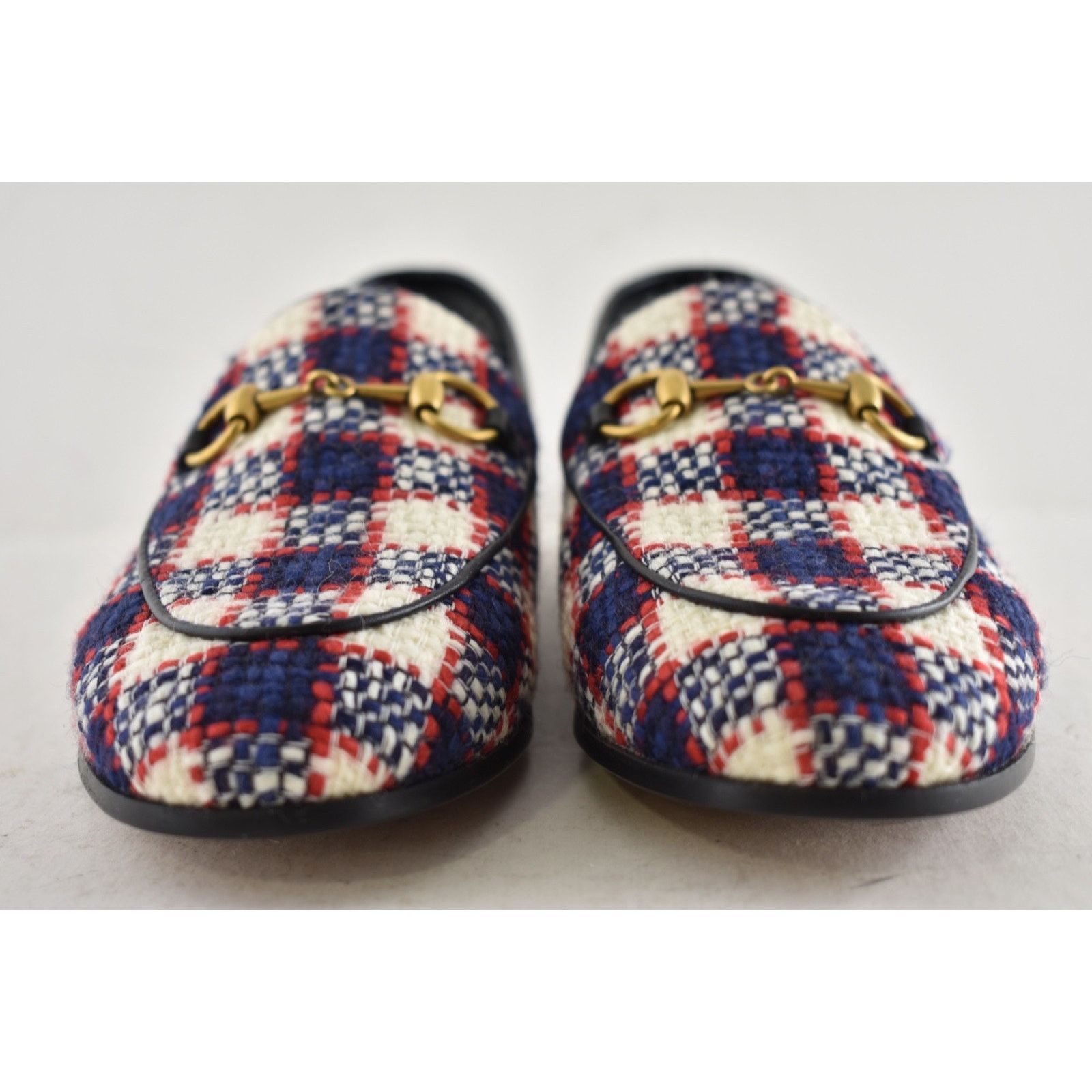 Gucci Gucci New Jordaan Blue Red White Black Tweed Check Size US 6 / IT 36 - 6 Thumbnail