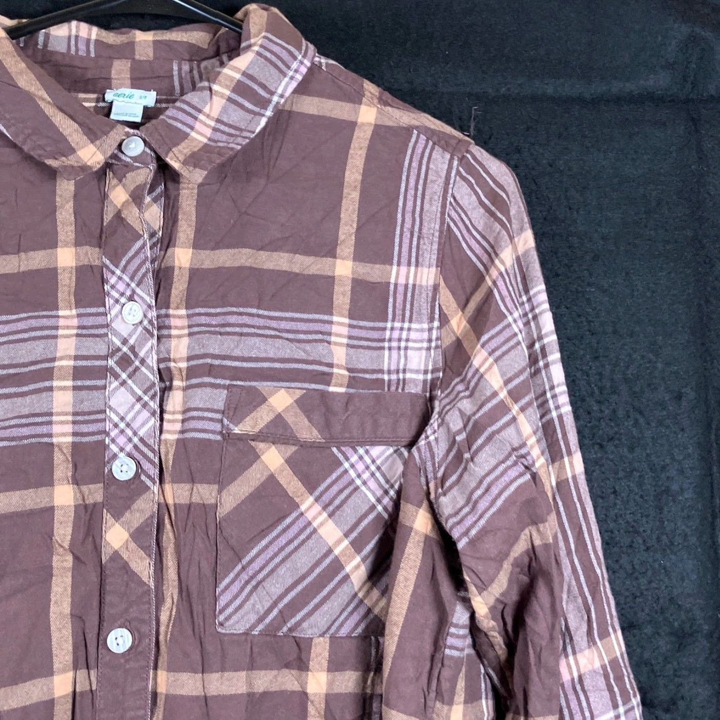 Vintage Aerie Womens Shirt Brown Plaid Collared Button-Down Long Sleeve Small Size S / US 4 / IT 40 - 5 Thumbnail