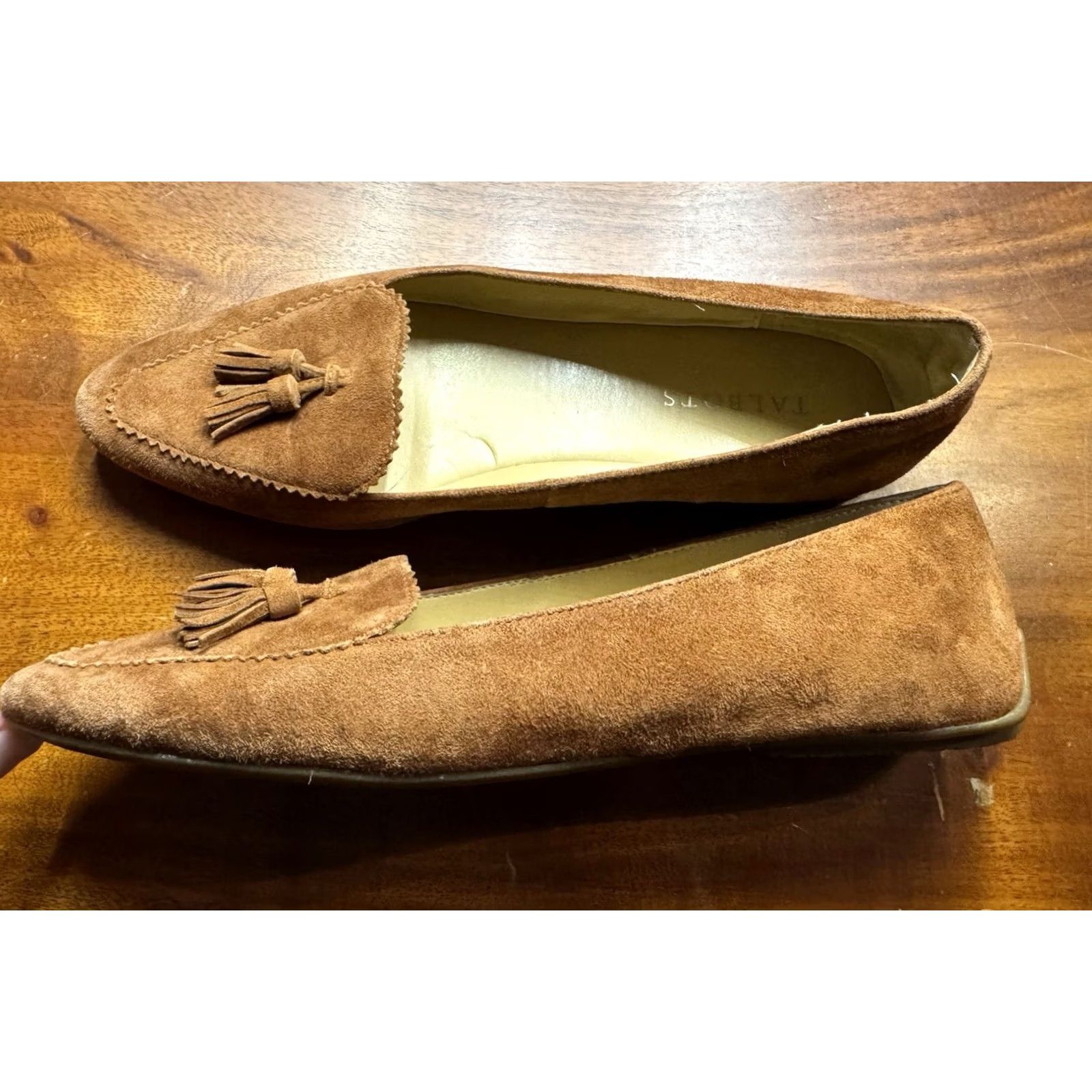 Talbots Brown Suede Leather Tassel Loafers AA 9 Womens Flat 