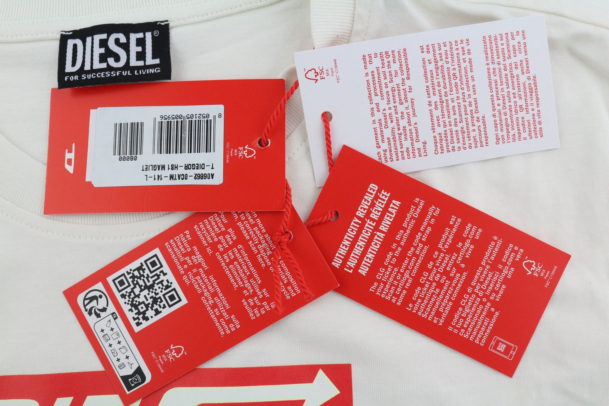 Diesel T-DIEGOR-HS1 L Short Sleeve Logo Tee 40267 Size US L / EU 52-54 / 3 - 7 Thumbnail