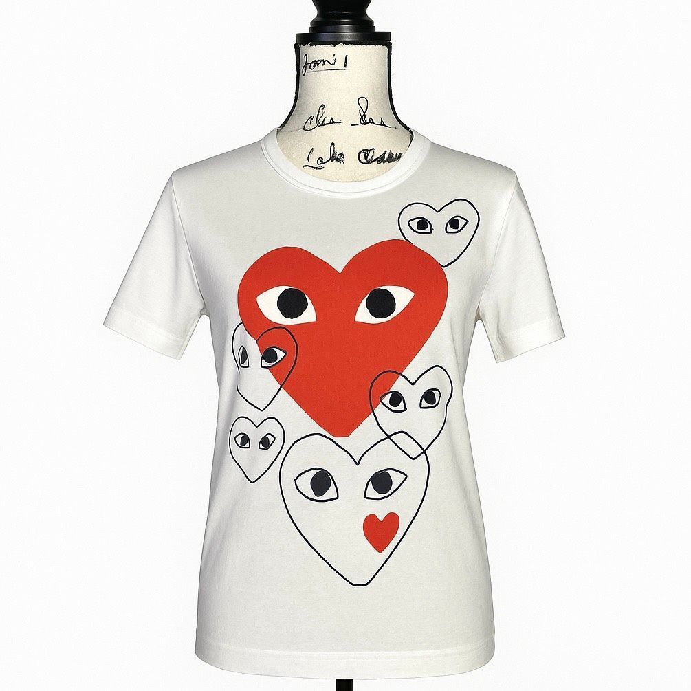 Comme des Garcons Comme des Garçons PLAY Multi-Heart Graphic Tee White Size M Unisex Size M / US 6-8 / IT 42-44 - 1 Thumbnail