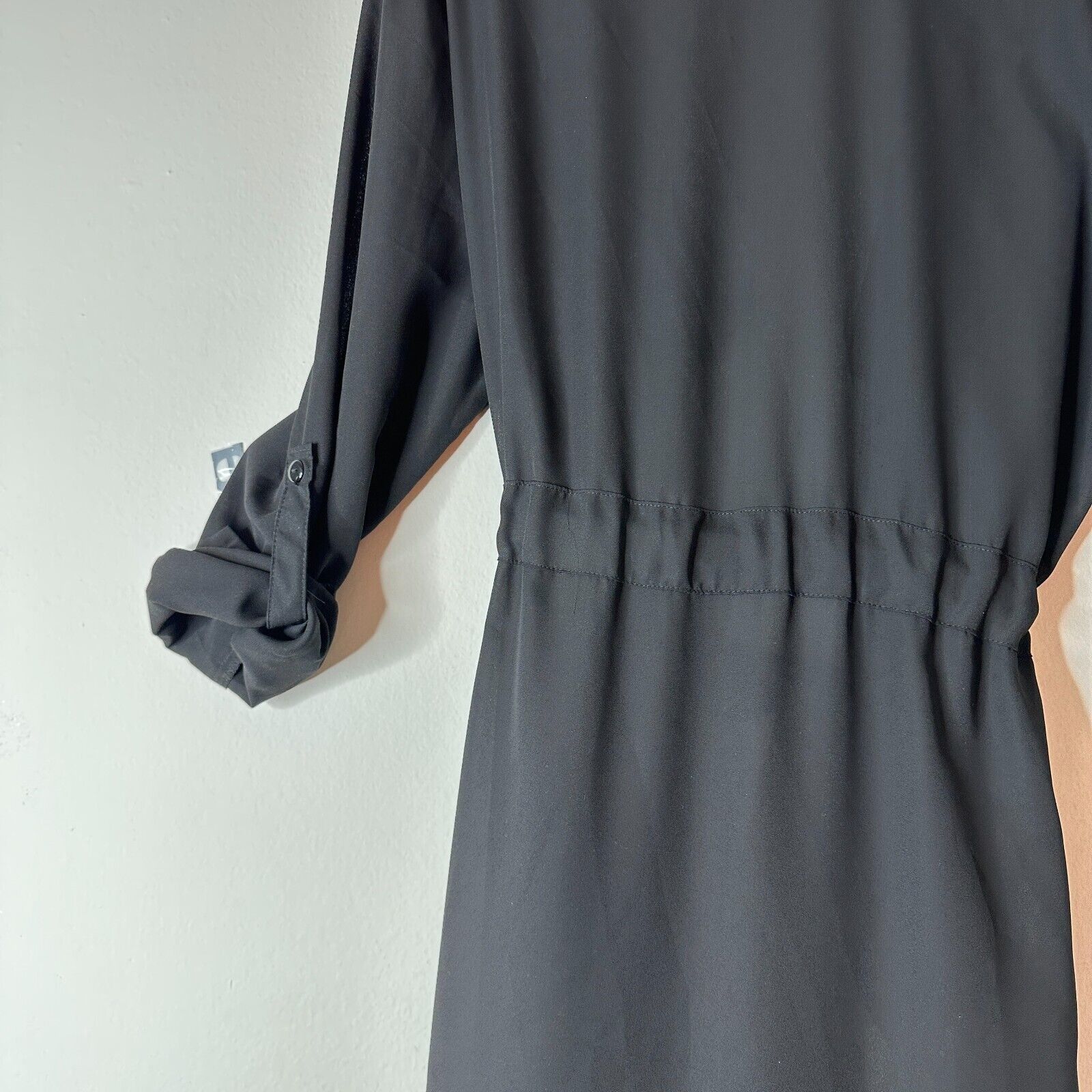 Other ReVamped Black Roll Tab Tie Waist Waterfall Neck Wrap Dress Size S / US 4 / IT 40 - 6 Thumbnail