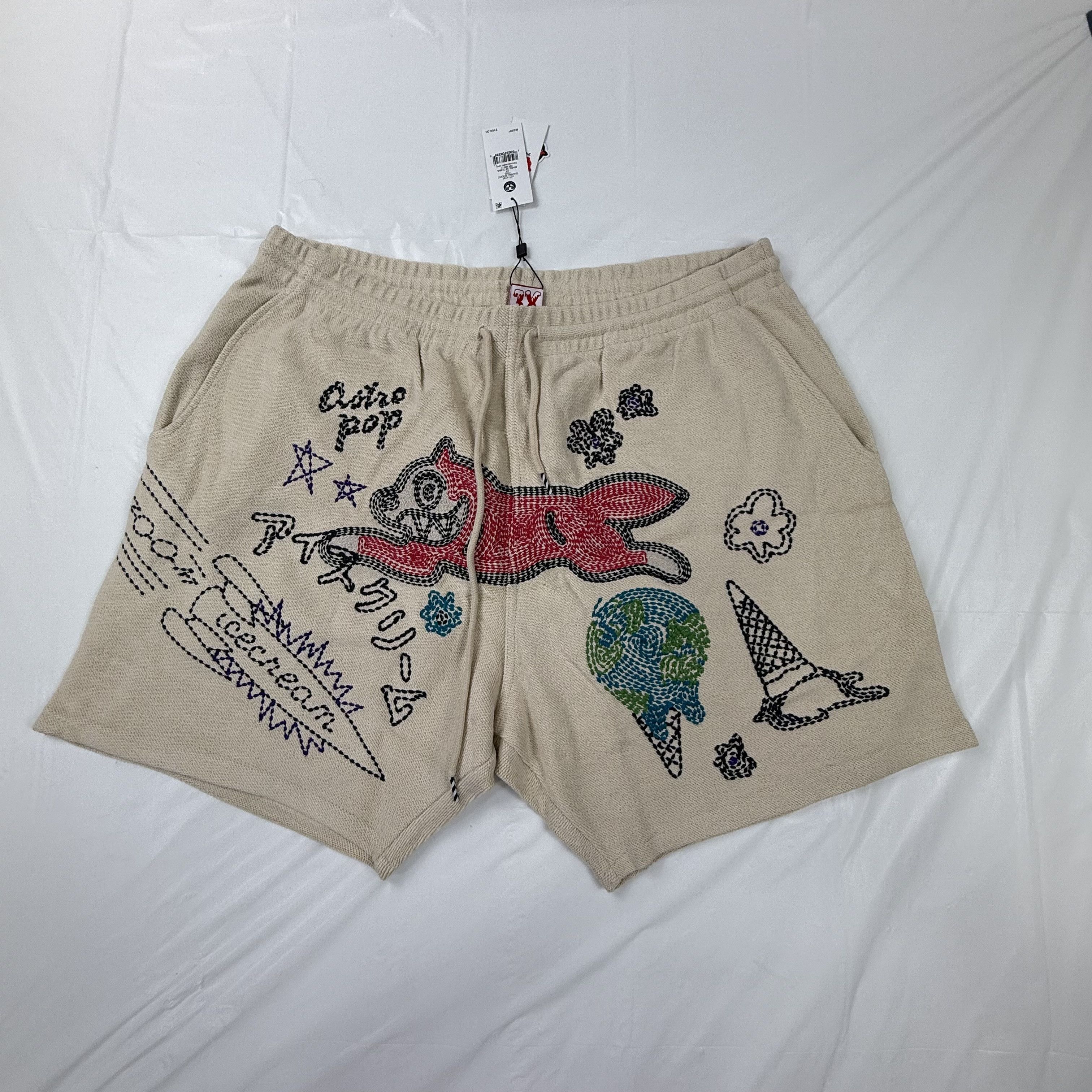 Icecream ICECREAM Astral Shorts Mens 3X Fog Beige Embroidered New Size US 40 / EU 56 - 1 Thumbnail