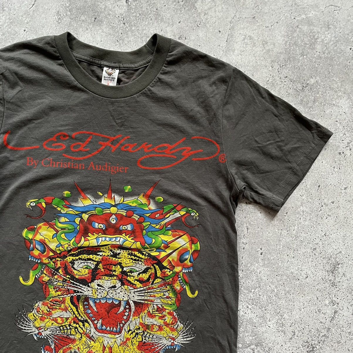 Christian Audigier × Ed Hardy Ed Hardy Two Side Big Logo Glitter Tiger T Shirt Y2K Tee Size US L / EU 52-54 / 3 - 3 Thumbnail