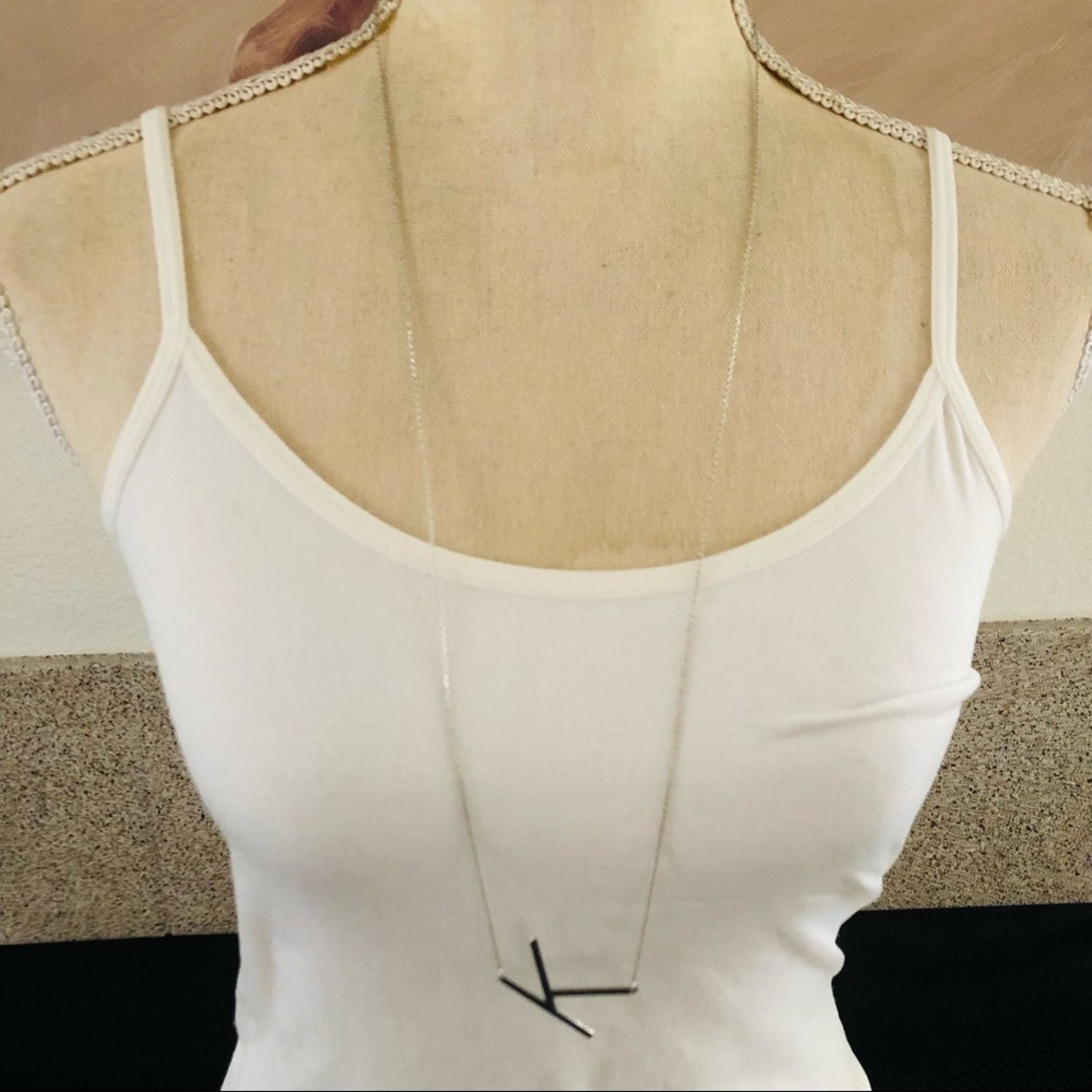 Jewelry Monogram initial “K” pendant silver chain necklace Size ONE SIZE - 1 Thumbnail