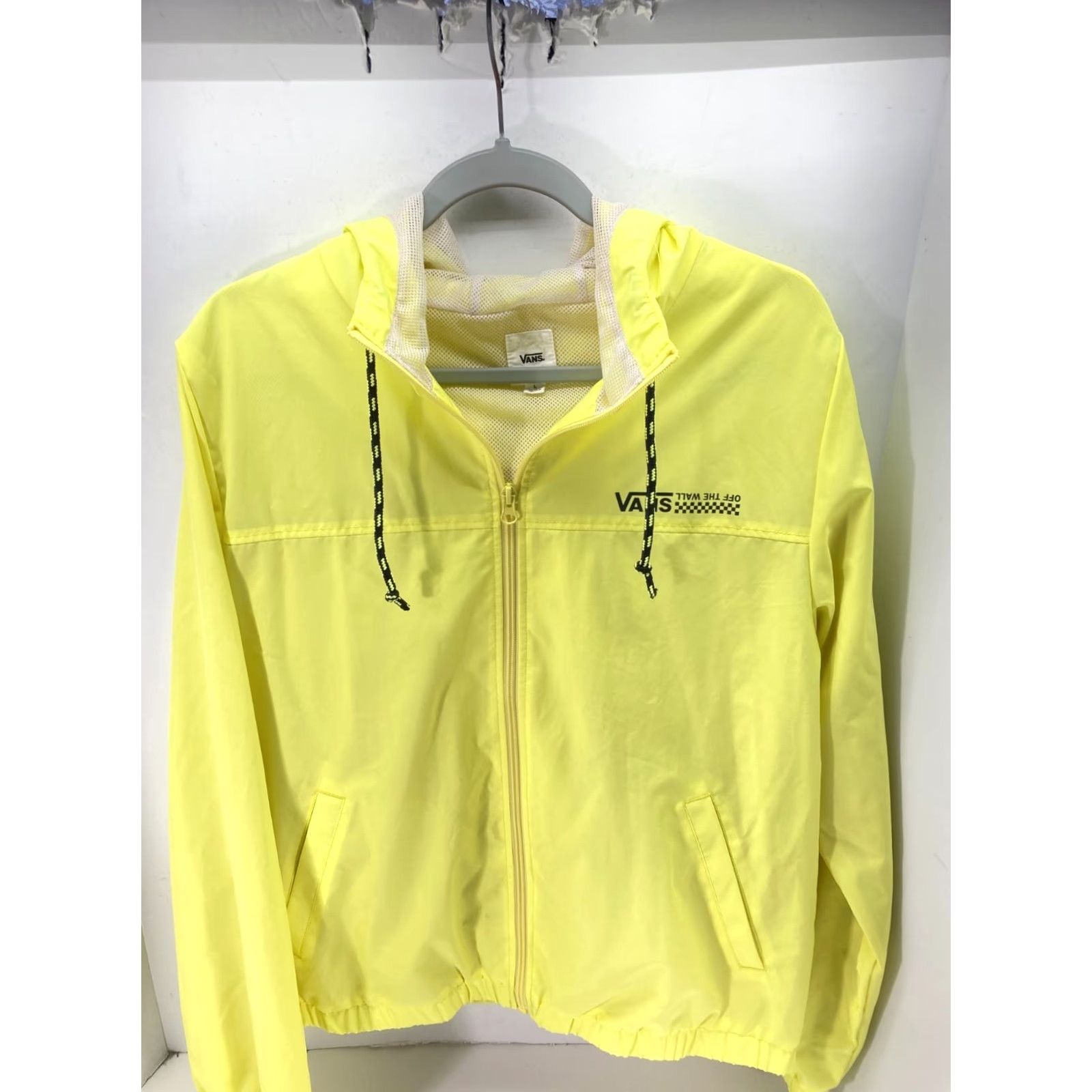 Vans VANS Kastle Turvey Windbreaker Jacket Womens L Yellow Zip Up Hooded Drawstring Jacket Size L / US 10 / IT 46 - 3 Thumbnail