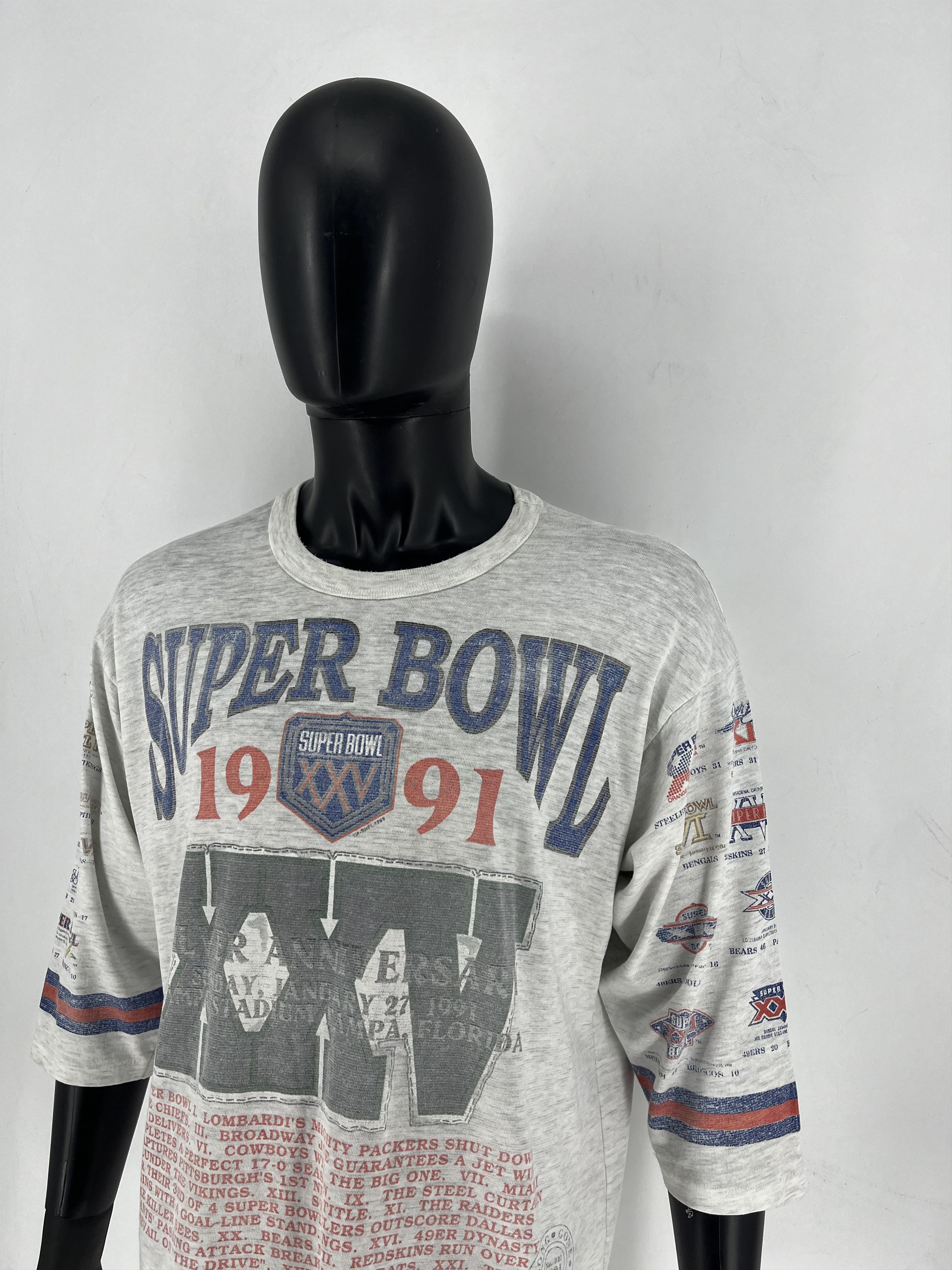 NFL Vintage 90s Super Bowl XXV 1991 Tee XL Long Gone USA 3/4 Size US XL / EU 56 / 4 - 5 Thumbnail