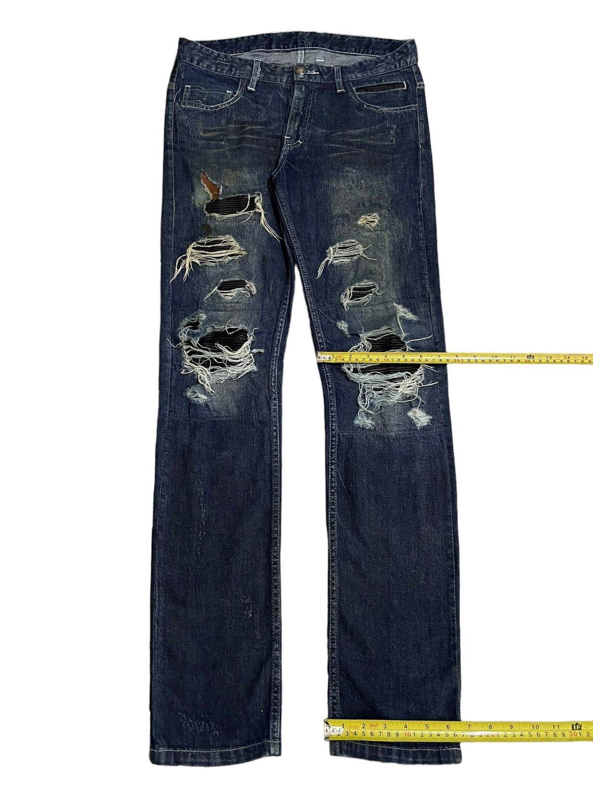 14th Addiction 14Th Addiction Sheepskin Hybrid Denim Destroy Jeans Size US 31 - 25 Thumbnail