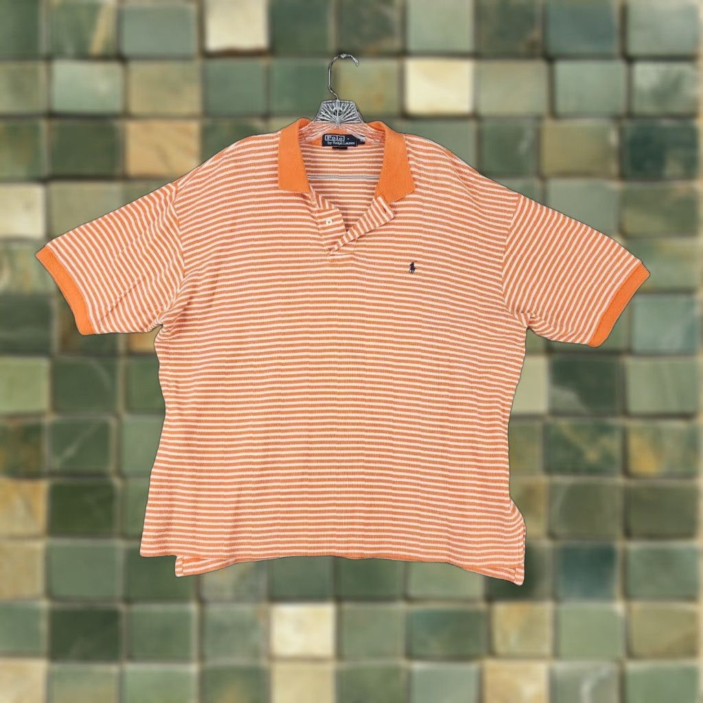 Polo Ralph Lauren Polo Ralph Lauren Shirt Men XL Orange Striped Short Sleeve Mens Size US XL / EU 56 / 4 - 1 Thumbnail