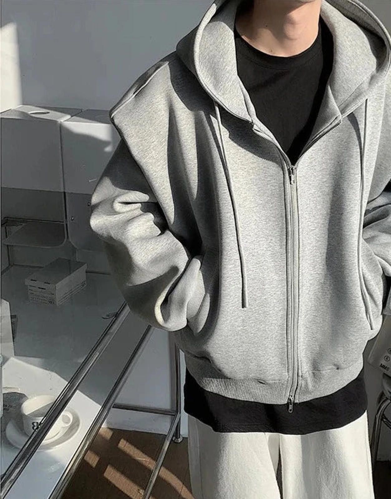 Vintage Exaggerated Shoulder Zip-Up Hoodie Size ONE SIZE - 7 Thumbnail