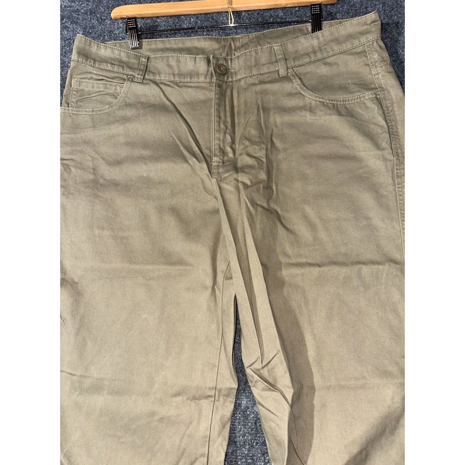 Vintage Columbia Pants Mens 40 Regular Fit Khaki Cotton Flat Front 5 Pockets Straight Brown Size US 40 / EU 56 - 3 Thumbnail