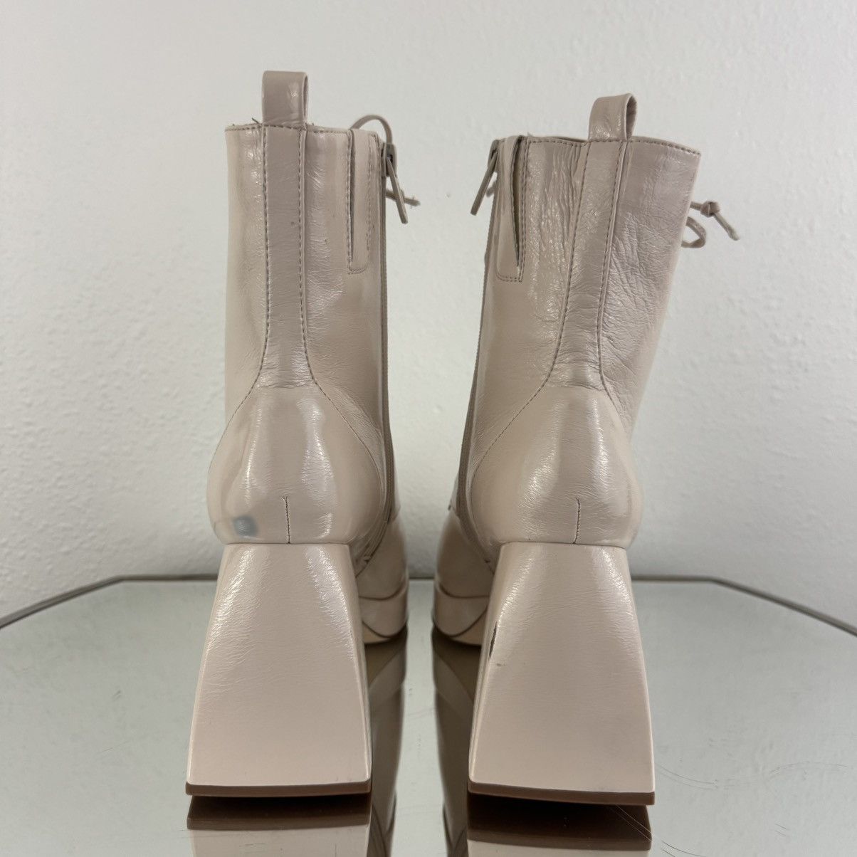 Sam Edelman SAM EDELMAN Nude Patent Leather Karter Platform Ankle Boots Size US 9.5 / IT 39.5 - 8 Thumbnail
