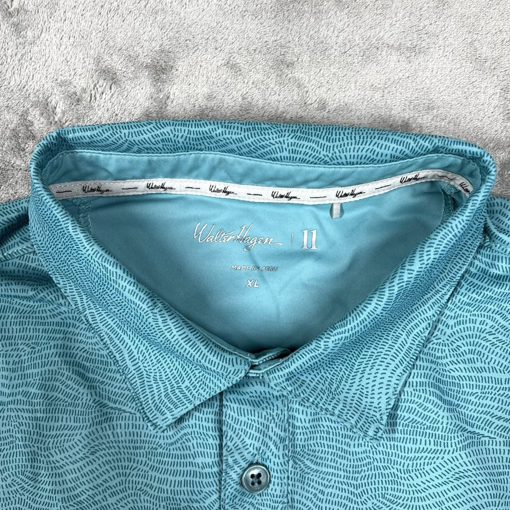 Vintage Walter Hagen Performance Polo Men’s XL Aqua Teal Blue Geometric Golf Perfect 11 Size US XL / EU 56 / 4 - 7 Thumbnail