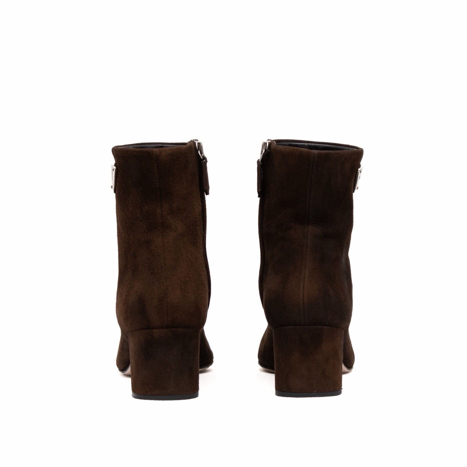 Prada 1.6k.$ Prada Brown Suede Ankle Side Zip Triangle Logo Boots Size US 5 / IT 35 - 9 Thumbnail