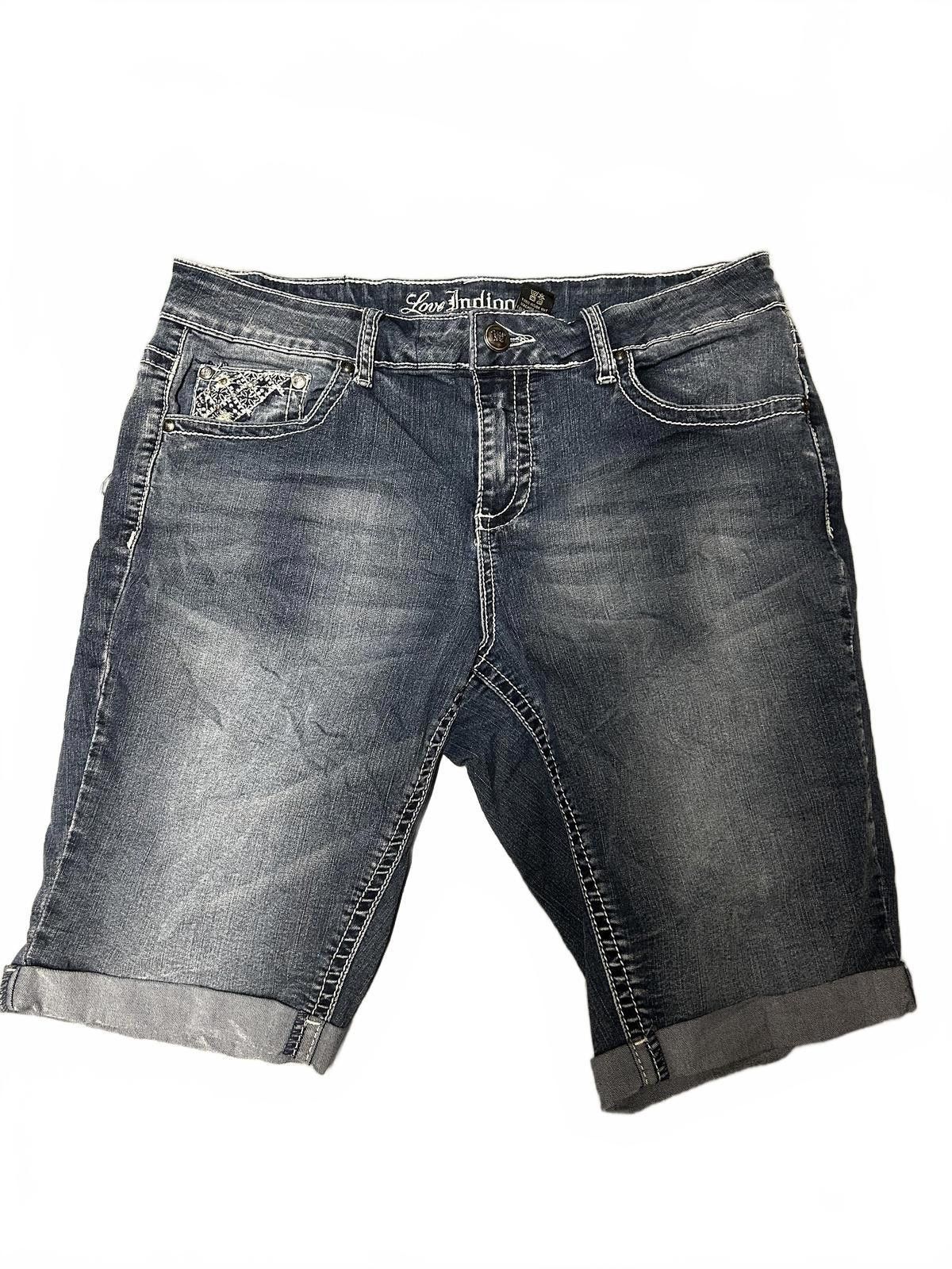 Designer Stylish Lee Indigo Denim Shorts with Embellished Pockets Size 30" / US 8 / IT 44 - 1 Thumbnail