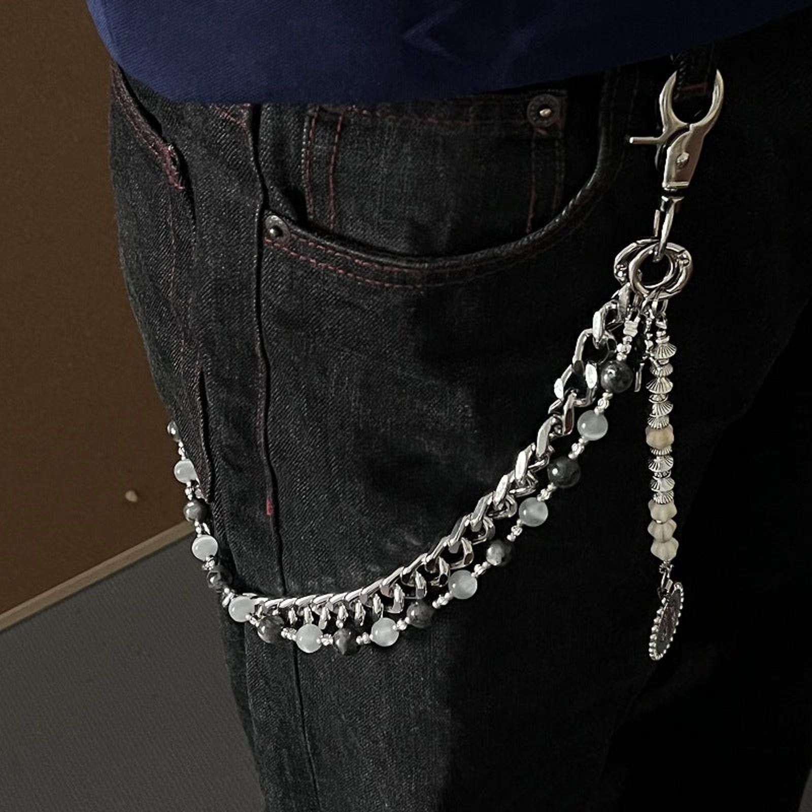Jewelry Double Layered Gemstone Wallet Chain, Pants Chain Size ONE SIZE - 1 Thumbnail