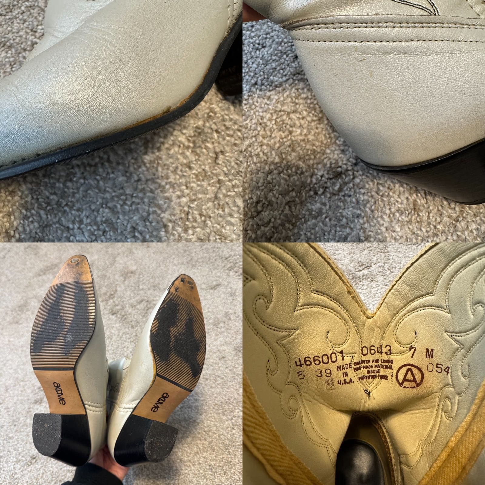 Vintage VINTAGE Acme White Cowboy Boots Western Cowgirl Ankle 7 Cream Pearlescent 6.5 7 Boots Womens Cowgirl Boots White Western Cowboy Boots Acme Size US 7 / IT 37 - 9 Thumbnail