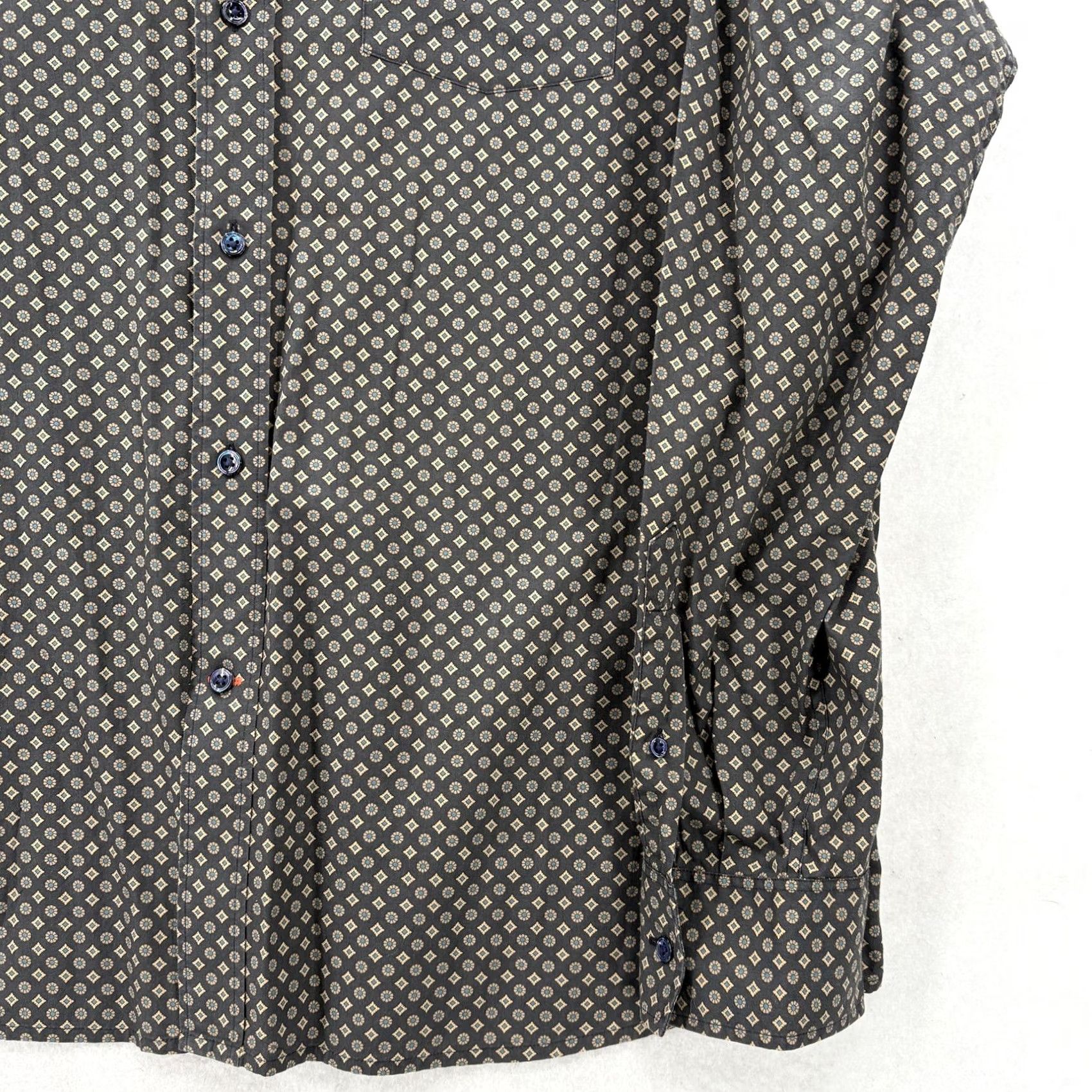 Faconnable Façonnable Shirt Mens XL Gray Geometric Print Long Sleeve Button Up Casual Club Size US XL / EU 56 / 4 - 3 Thumbnail