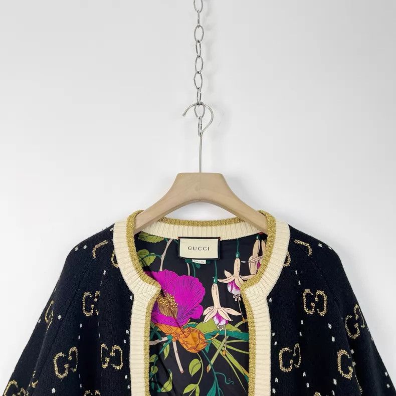 Gucci Gucci Black double G gold thread full-print knitted cardig Size M / US 6-8 / IT 42-44 - 3 Thumbnail