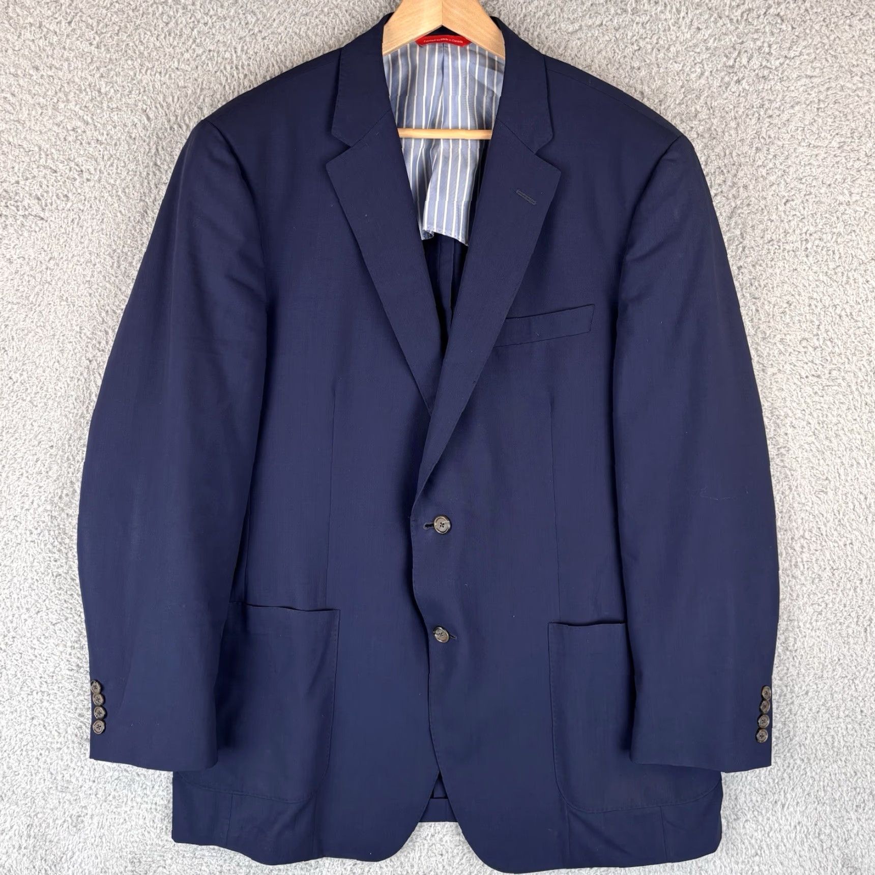 Vintage Samuelsohn Performance Blazer Mens 46 Tall Navy 100% Wool Sport Coat Jacket Blazer Size 46R - 2 Thumbnail