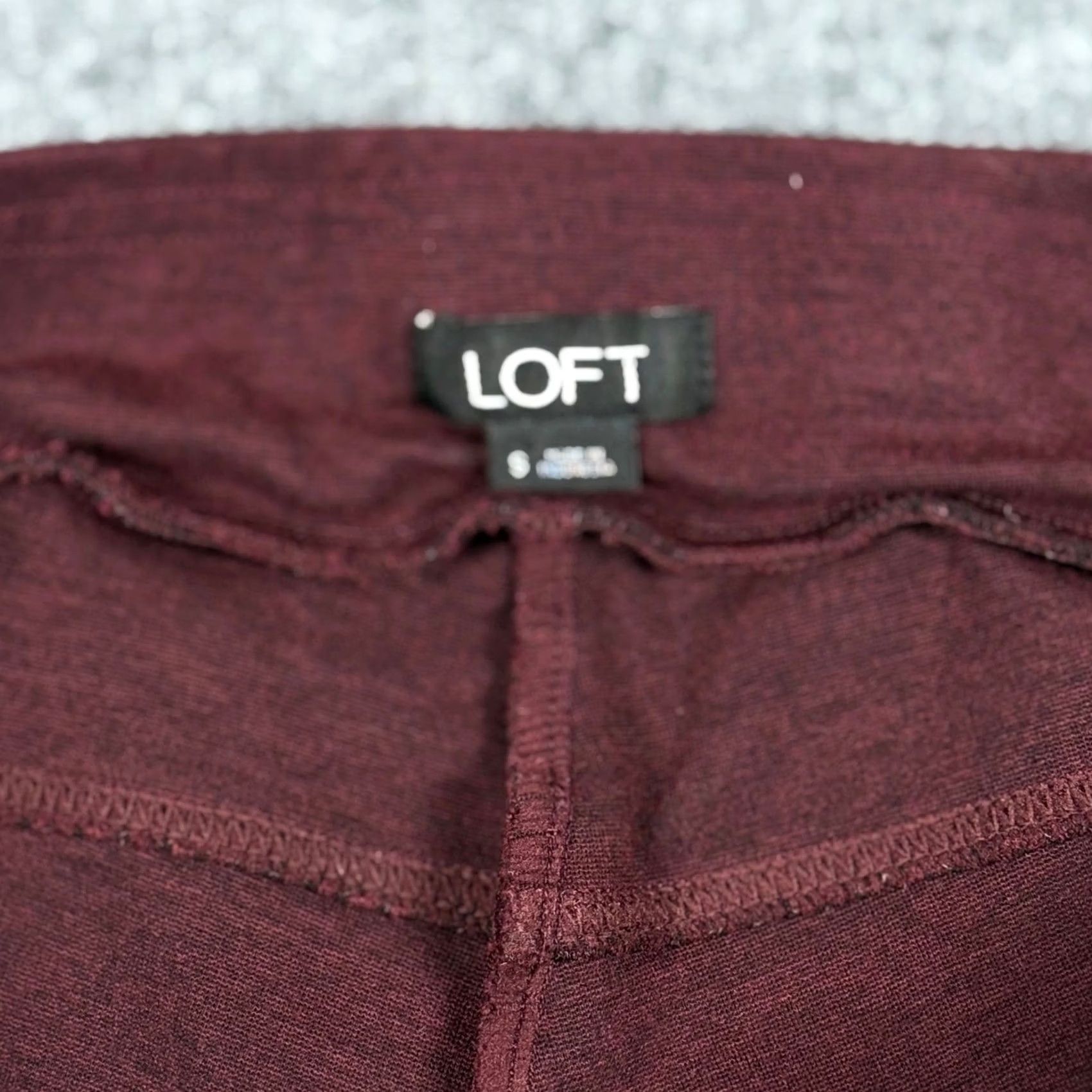Loft LOFT Leggings Ankle S MID Rise Textured Knit Ponte Burgundy Red Women S Stretch Elastic Waist Casual Activewear Fall Winter Spring Mens Womens Size 28" / US 6 / IT 42 - 6 Thumbnail