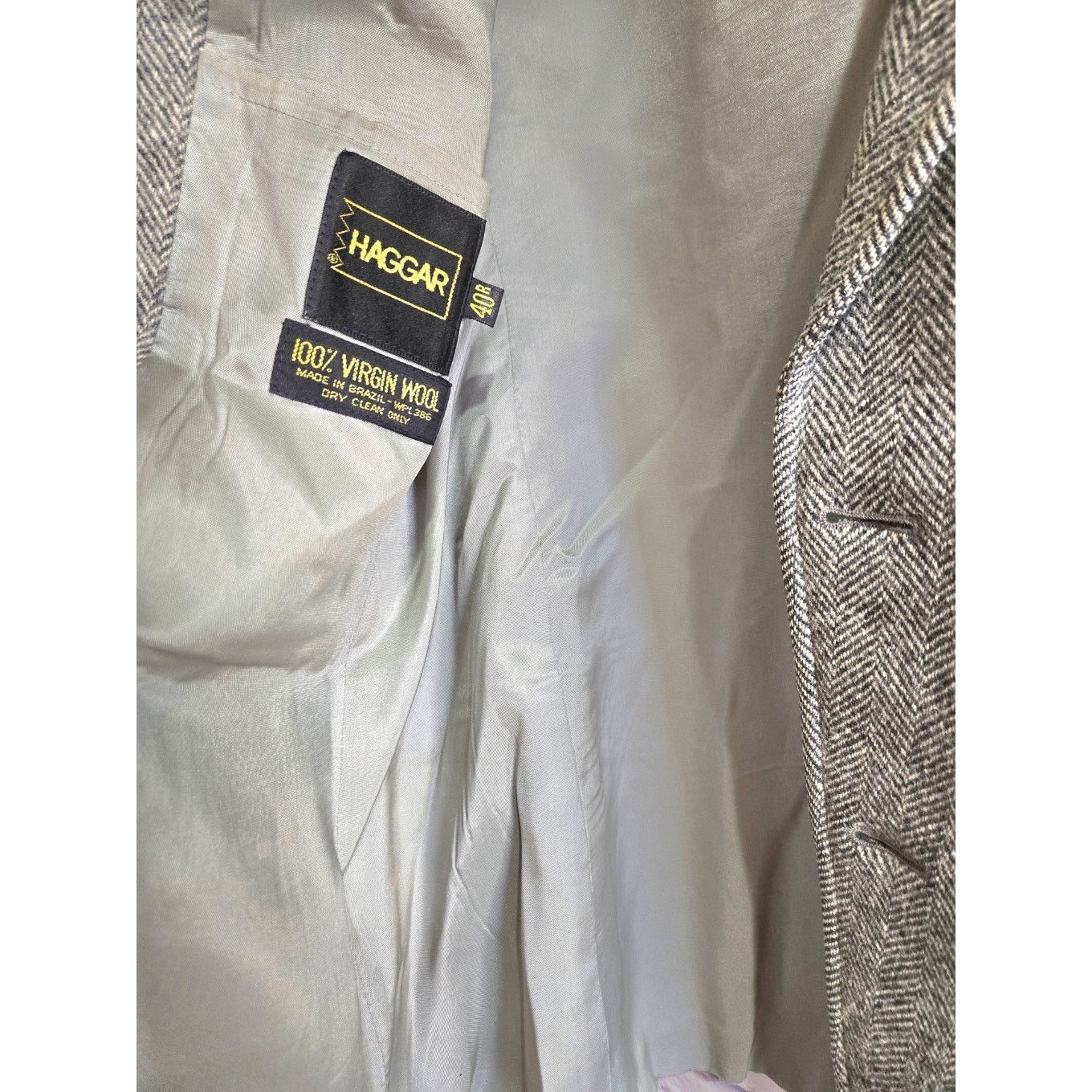 Haggar VTG Haggar 100% Virgin Wool Gray Herringbong Men's Blazer 40 Size US M / EU 48-50 / 2 - 3 Thumbnail