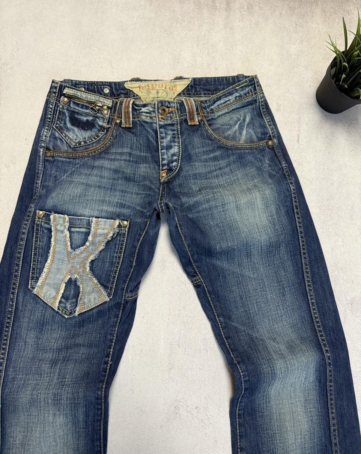 Japanese Brand SICK🔥 Japanese Wash Distressed Crash Jeans Denim Pants 90s Size US 31 - 12 Thumbnail