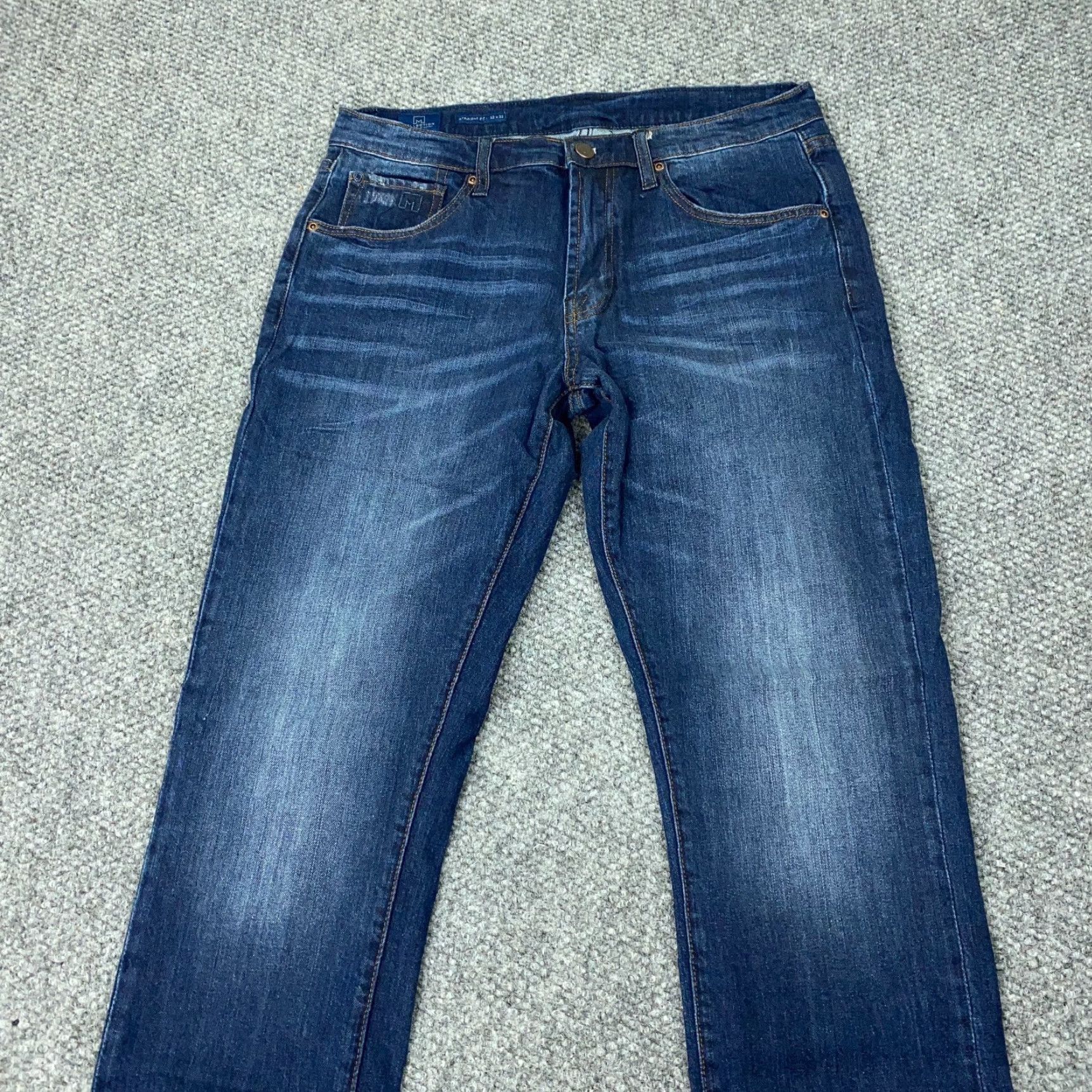 Vintage MICHAEL STRAHAN Jeans Mens Blue 32x32 Straight Fit Stretch Denim 5-Pocket Medium Wash Size US 33 - 2 Thumbnail