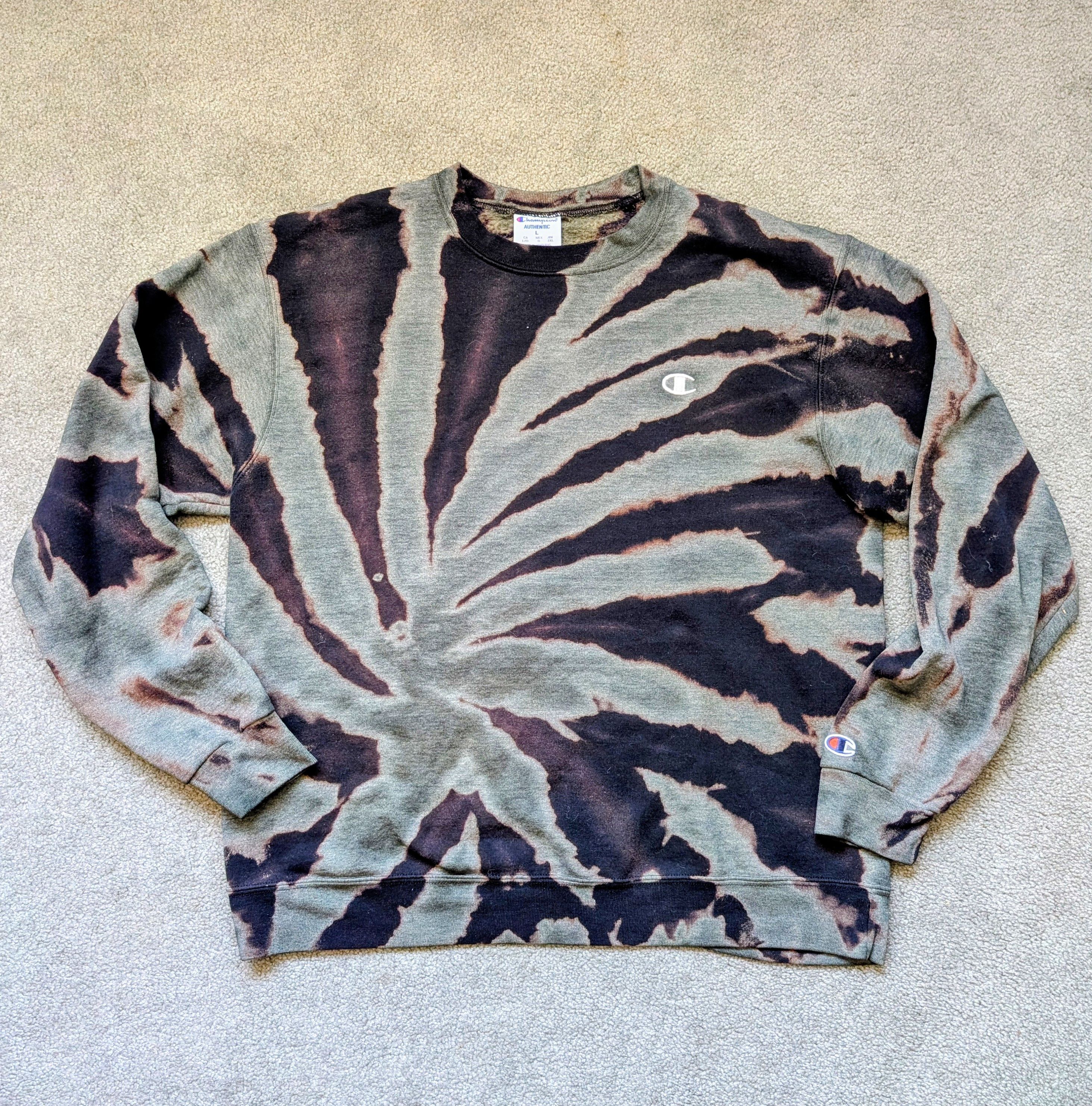 Champion Y2K Champion Tye Dye Green/Black Sweatshirt (L) Size US L / EU 52-54 / 3 - 1 Thumbnail