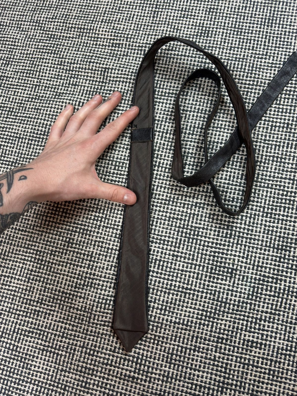 Leather Thin black leather tie avant garde opium Size ONE SIZE - 2 Thumbnail