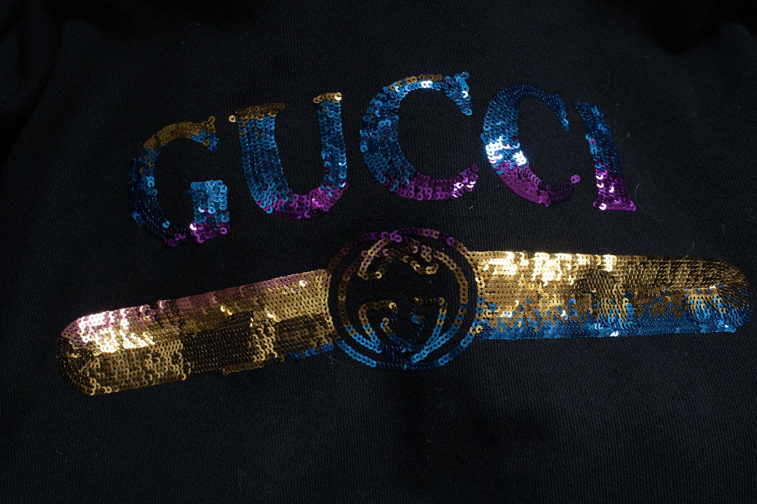 Gucci Gucci, sequinned logo hoodie in black Size M / US 6-8 / IT 42-44 - 6 Thumbnail