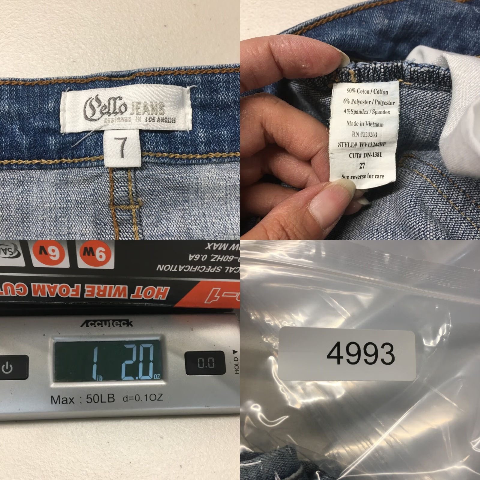 Denime Cello Jeans Womens 7 Blue Light Wash Denim Straight Zip Fly Distressed Size 28" / US 6 / IT 42 - 9 Thumbnail