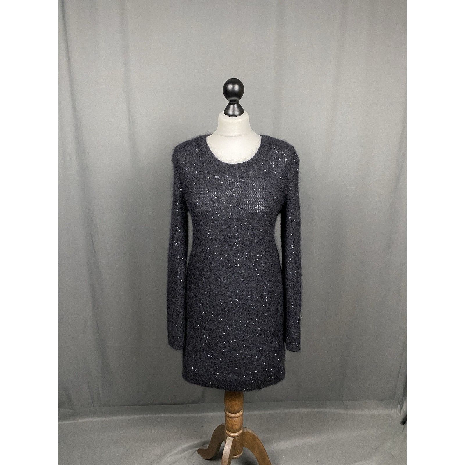 Saint Laurent Paris Saint Laurent RECENT Black Wool Oversized Glitter Knitted Cr Size M / US 6-8 / IT 42-44 - 4 Thumbnail