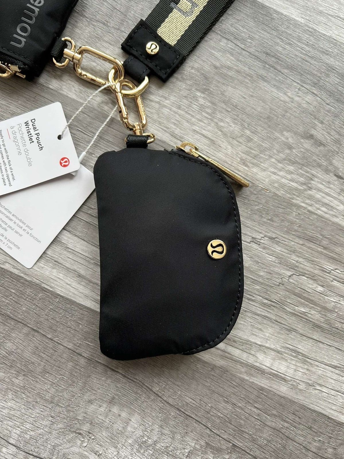 Lululemon Lululemon Dual Pouch Wristlet Wallet Black and Gold Wordmark Size ONE SIZE - 4 Thumbnail