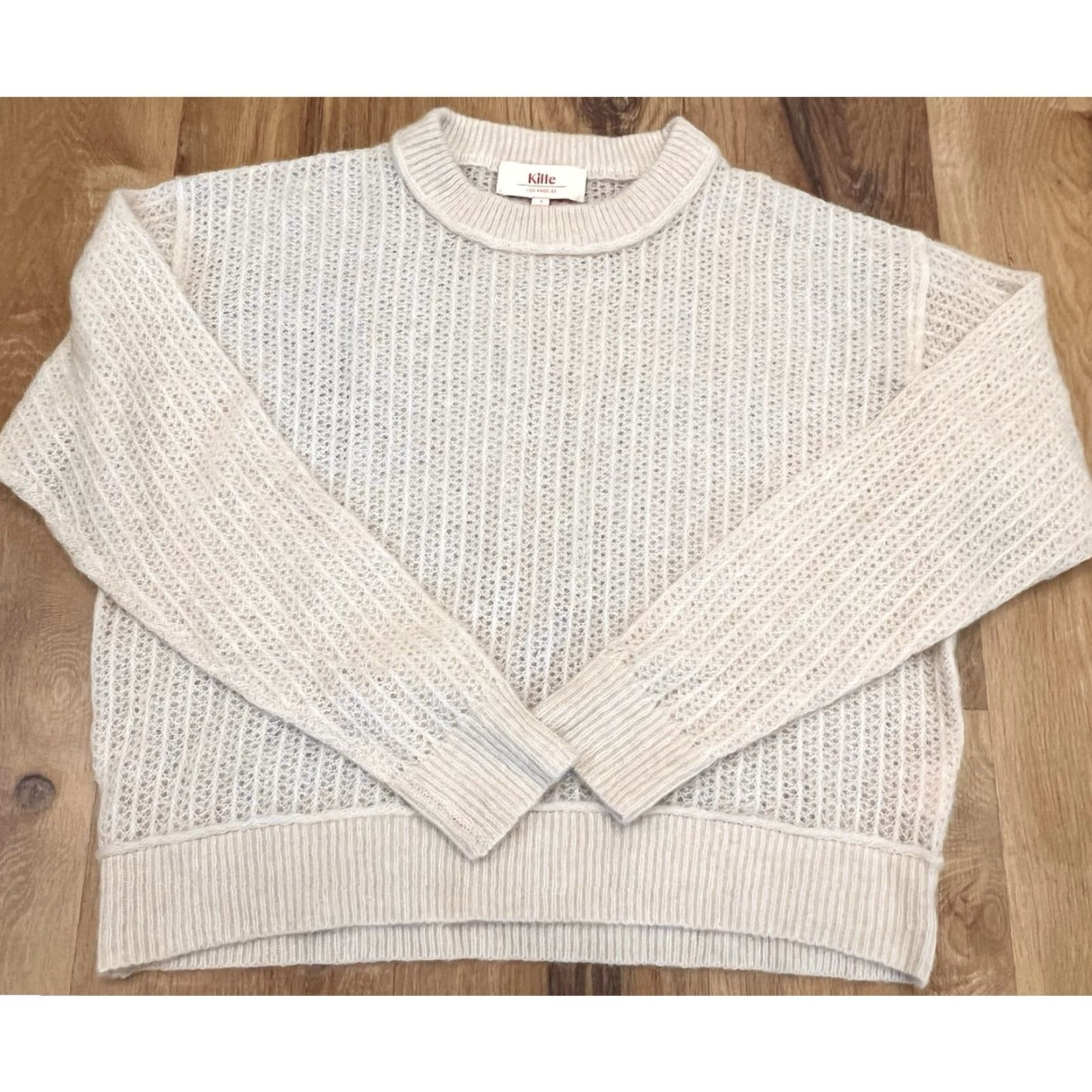 Vintage Kilte Los Angeles Sweater Open Knit Beige Cashmere/Alpaca/Silk S Women Pullover Open-Knit Angel 90s Size S / US 4 / IT 40 - 2 Thumbnail