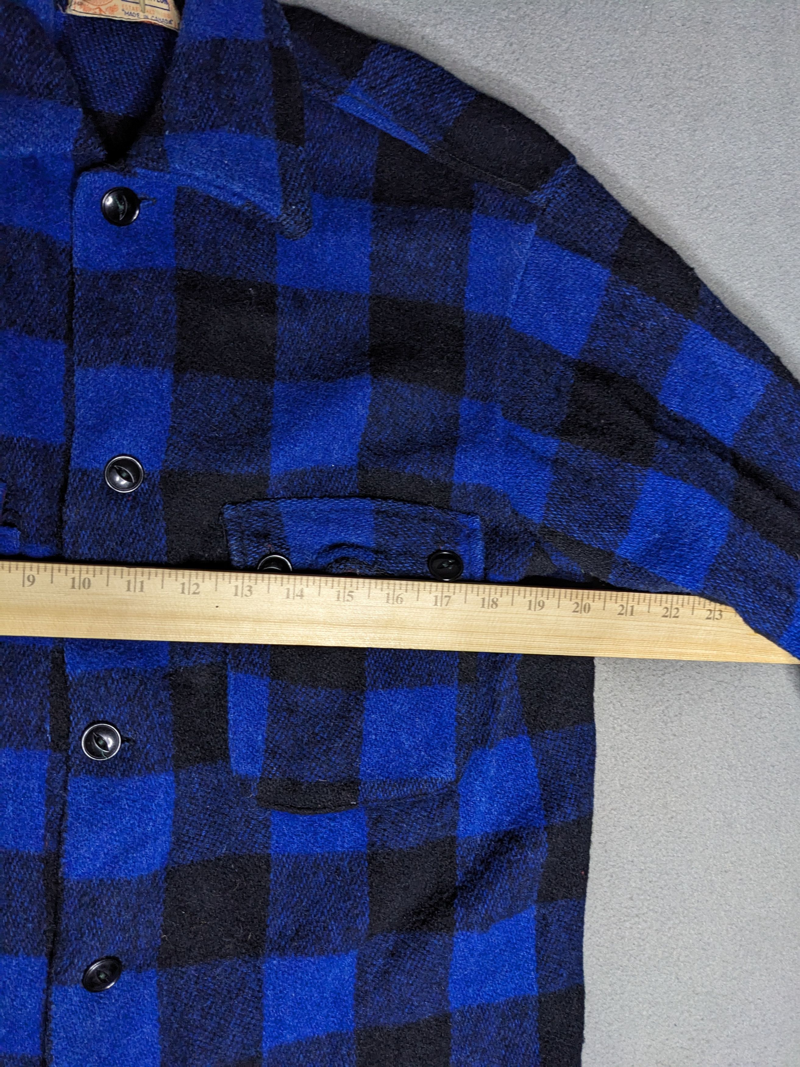 Vintage Humphrey Wool Flannel Buffalo Plaid Large Blue/Black 1950s Size US L / EU 52-54 / 3 - 9 Thumbnail