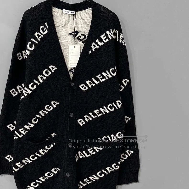Balenciaga Balenciaga Full Barrage Print Logo Knitted Cardigan Jacket Size XS / US 0-2 / IT 36-38 - 2 Thumbnail
