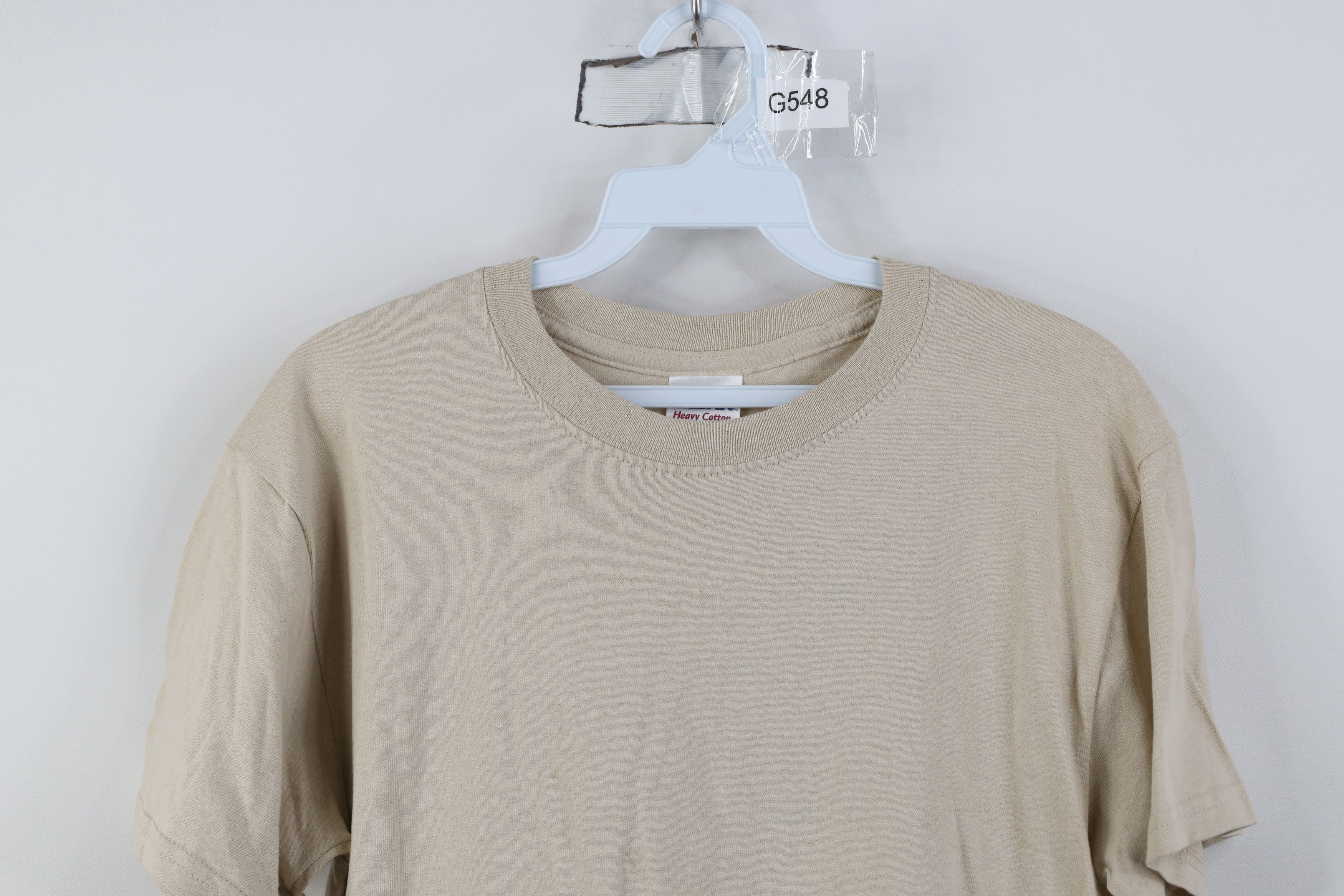 Vintage Vintage Y2K Streetwear Heavyweight Cotton T-Shirt Beige Tan Size US S / EU 44-46 / 1 - 2 Thumbnail