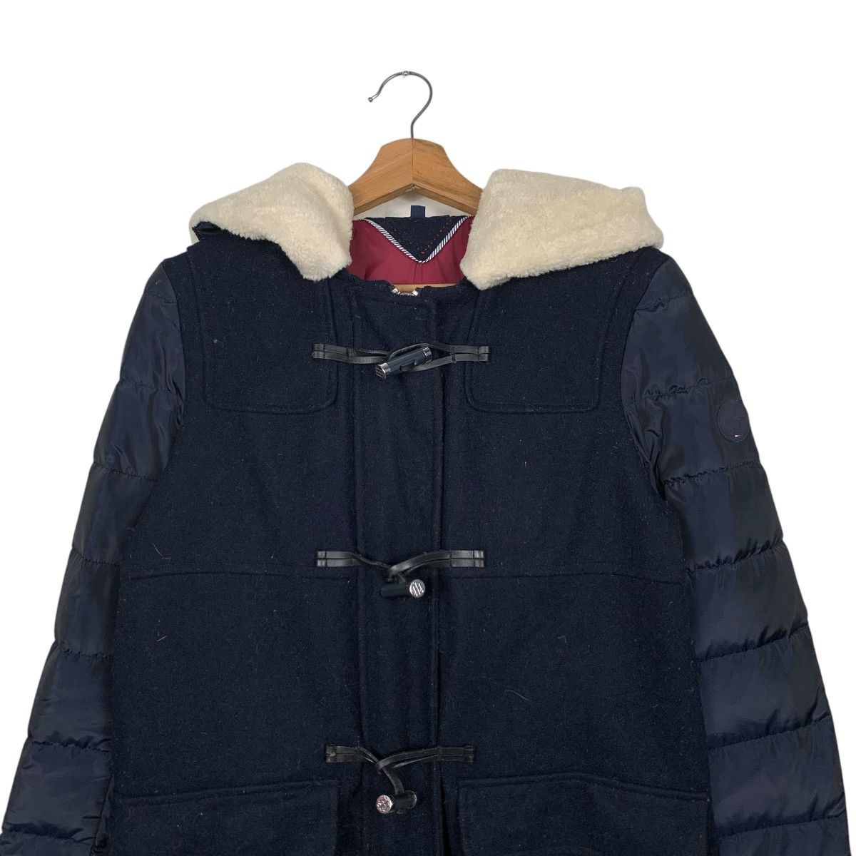 Tommy Hilfiger TOMMY HILFIGER Puffer Wool Hooded Hybrid Long Coat 2456-C110 Size US XS / EU 42 / 0 - 2 Thumbnail