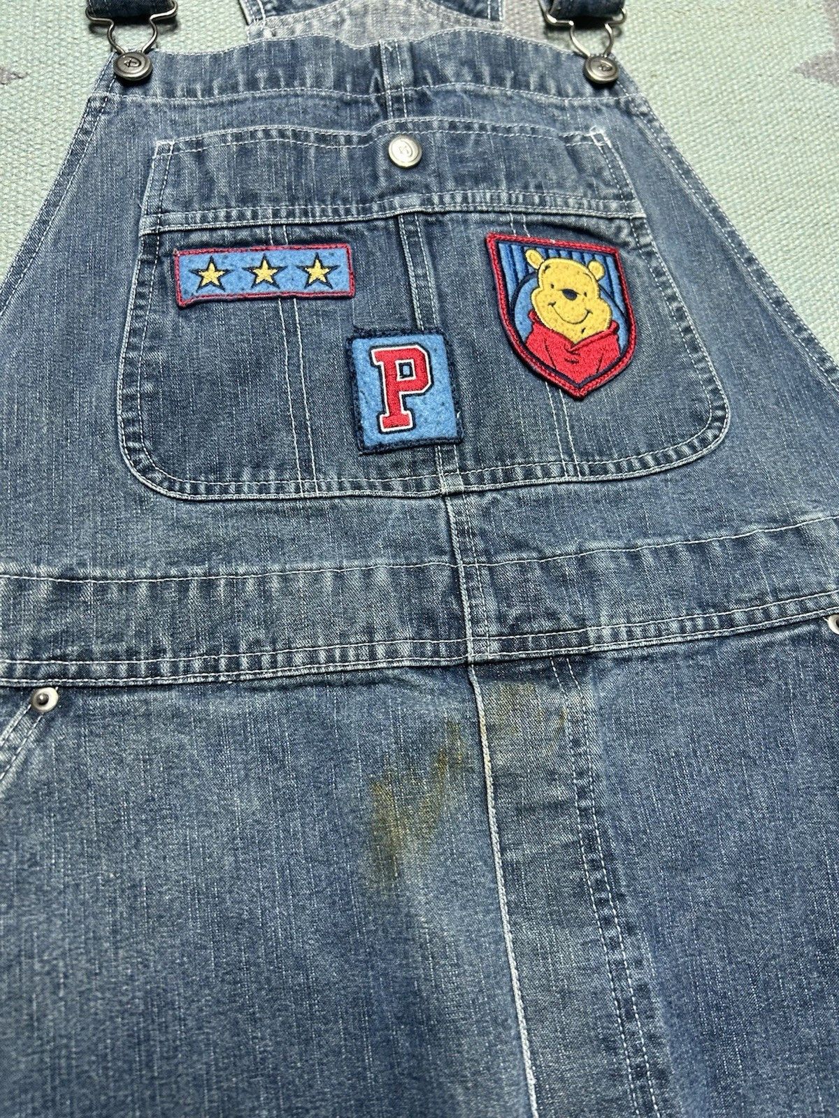 Disney Vtg Winnie the Pooh denim overalls embroidered Disney 36/37 Size 36" / US 14 / IT 50 - 4 Thumbnail