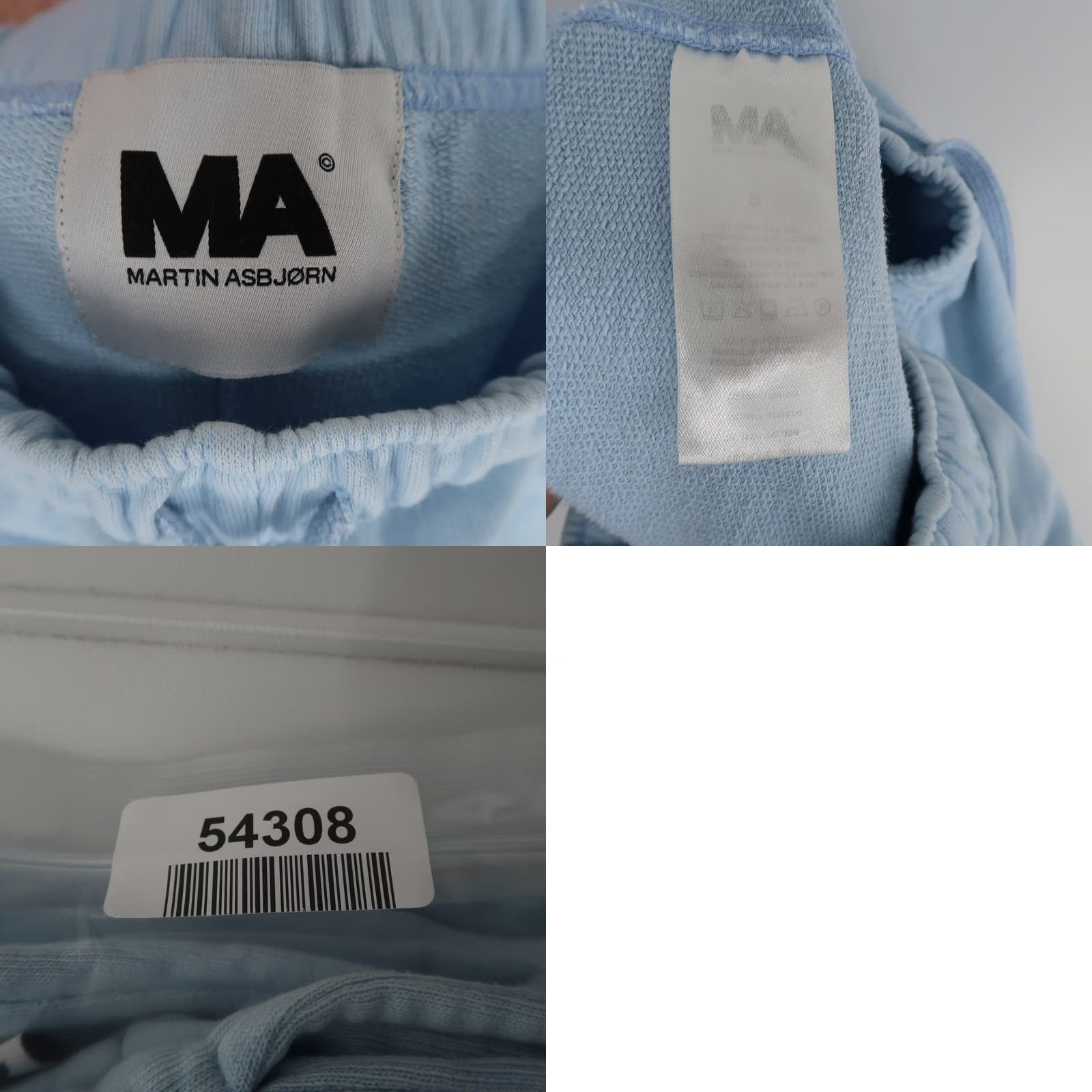 Vintage Martin Asbjørn Sweatpants Mens S Light Blue Cotton Blend Terry Pockets Drawstring Elastic Waist Jogger Busy 29in Inseam Size US 29 - 8 Thumbnail