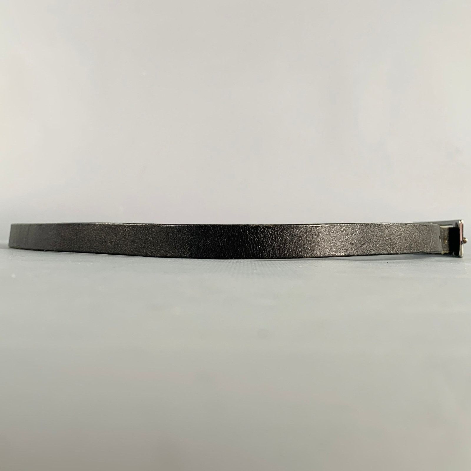 J.Lindeberg J.LINDEBERG Size 30 Black Silver Logo Leather Leather Belt Size 30 - 3 Thumbnail