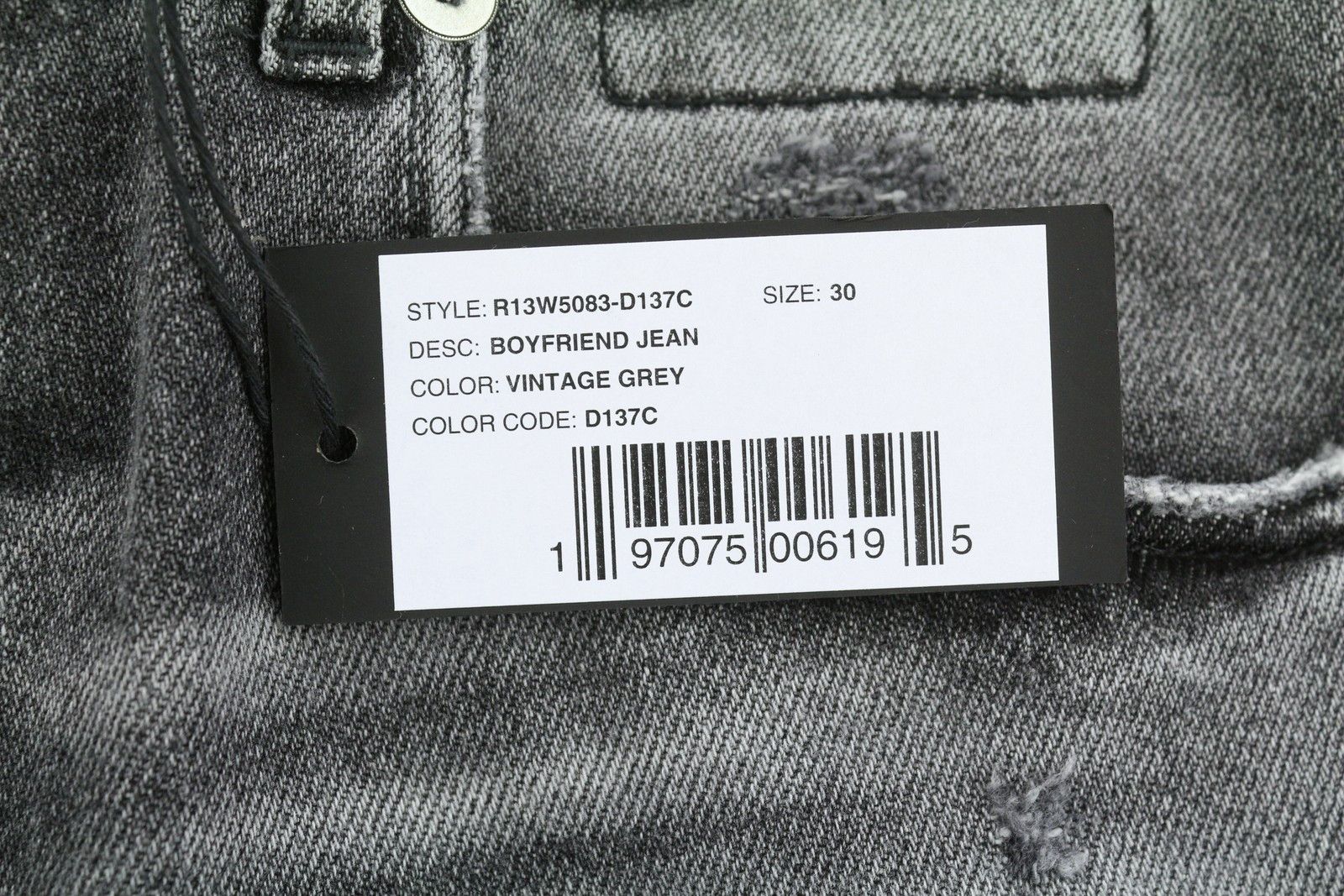 R13 BOYFRIEND 30 Vintage Grey Distress 88268 Size 30" / US 8 / IT 44 - 7 Thumbnail
