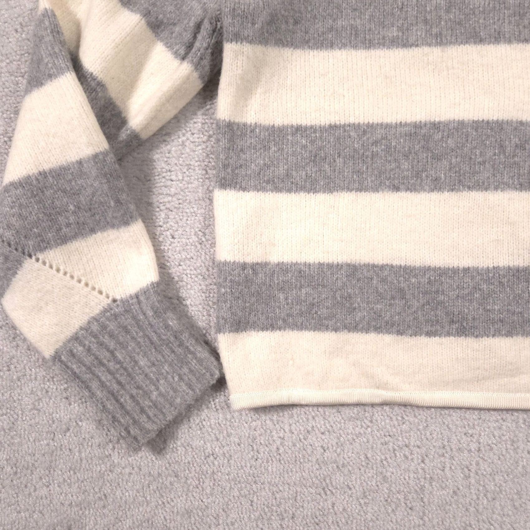 Vintage Calvin Klein Jeans Sweater Womens S Gray White Stripe Turtleneck Knit Pullover Casual Winter Knit"% Size S / US 4 / IT 40 - 4 Thumbnail